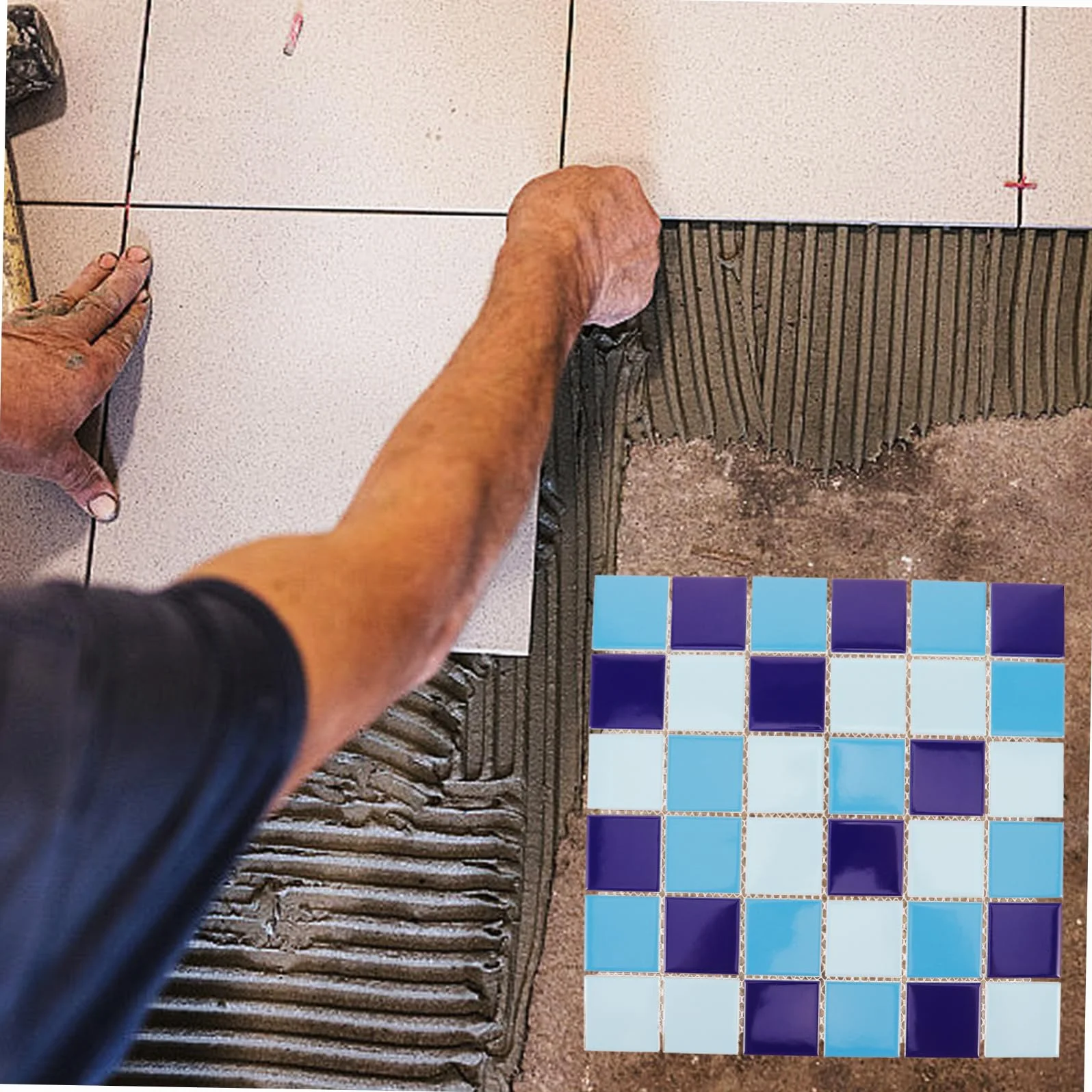 Azulejos Cerámicos Para Piscinas y Baños1 Pieza Placa Azul Esmaltado Brillo Patrón Revestimiento Cerámico Decorativo Para Reparaciones y Manualidades