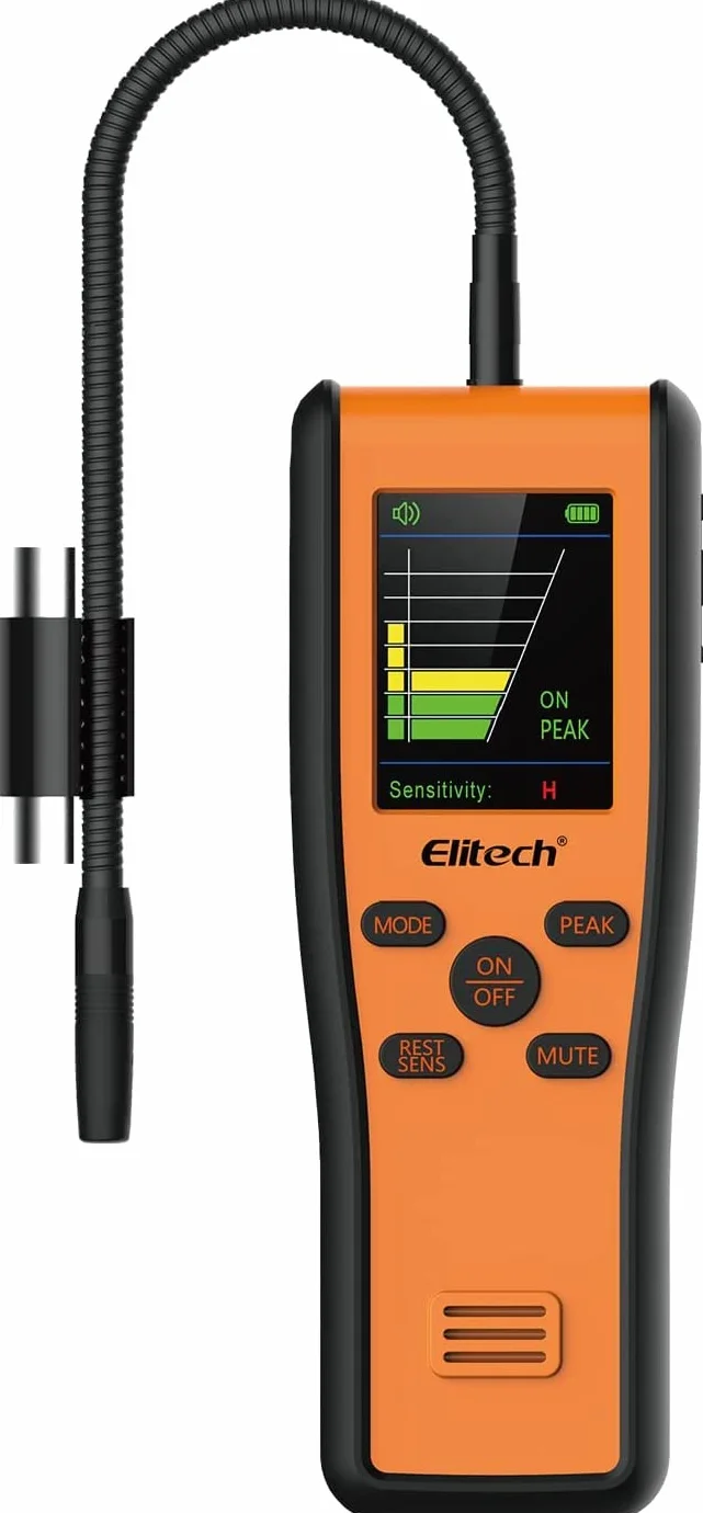 Detector de Fugas de refrigerante Elitech IR-200 2 en 1 Probador de Alta sensibilidad con Sensor Dual de diodo infrarrojo y calentado Vida útil de 10 años