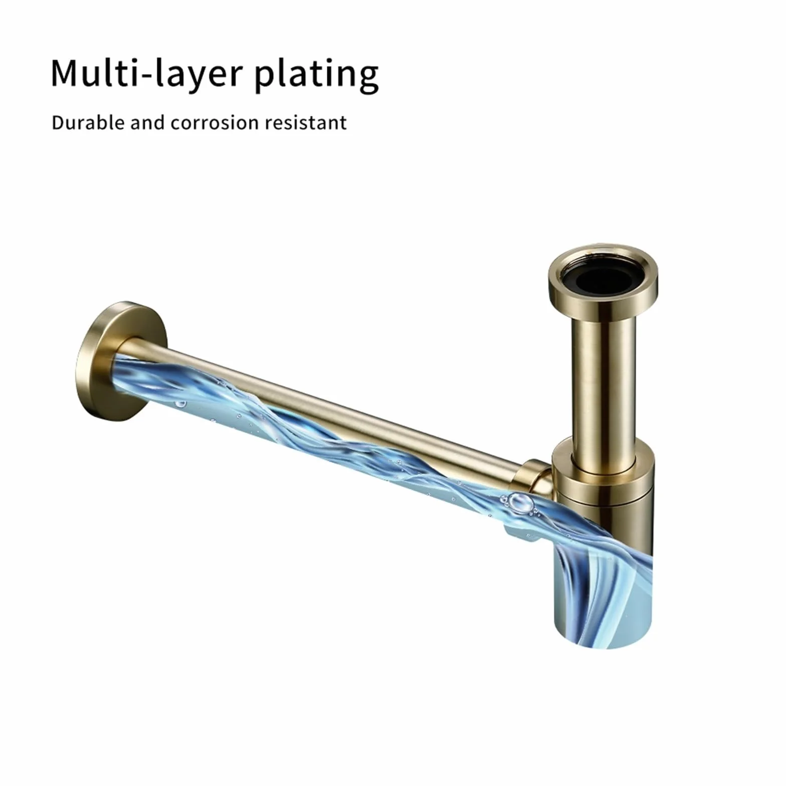 Sifón Para Lavabo Y Lavabo Sifón Lavabo Botella Plomería P-Trampa Latón dorado cepillado Euro Lavado Tubería Residuos Baño Lavabo Trampa. P-Trap (Color : Stainless Siphon)