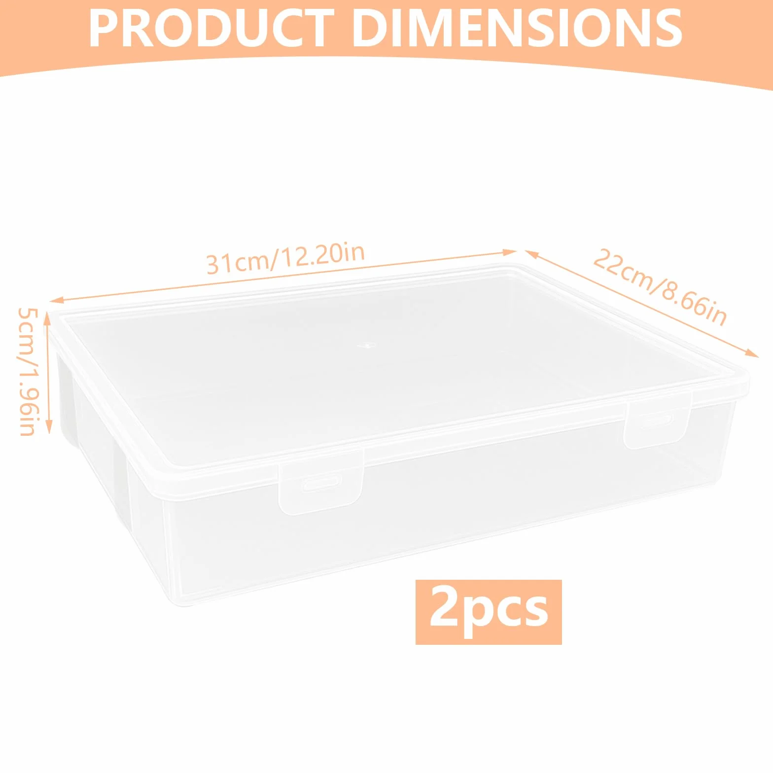 Cajas Almacenaje Plastico con Tapa Apilables 31x22x5cm 2 Piezas