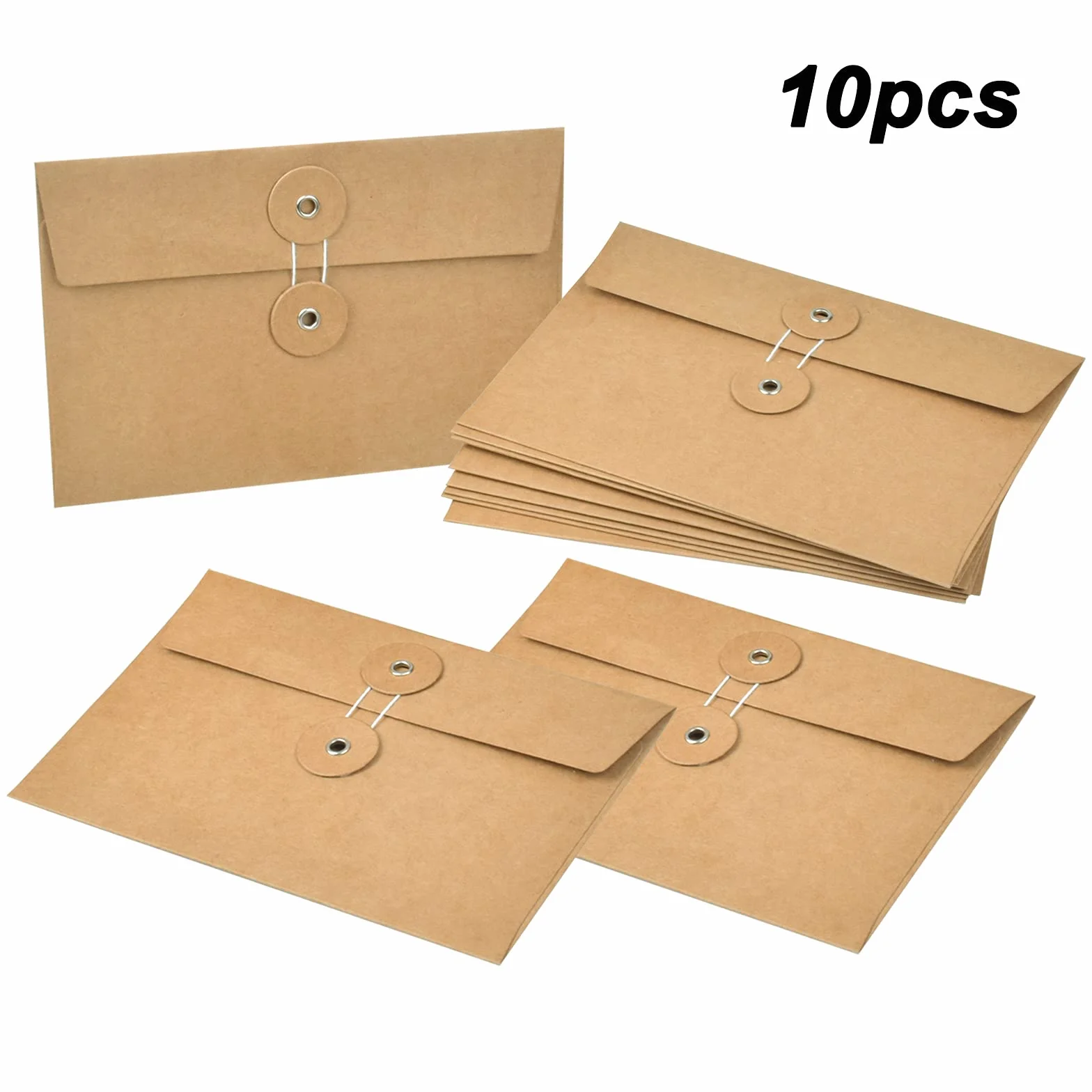 10 Sobres Kraft Billetes de Recibo Carpeta de Archivos, Organizador de Documentos de Bolsillo para Proyectos Soporte de Almacenamiento con Cierre de Corbata, Bolsa Reutilizable para Folleto de Oficina
