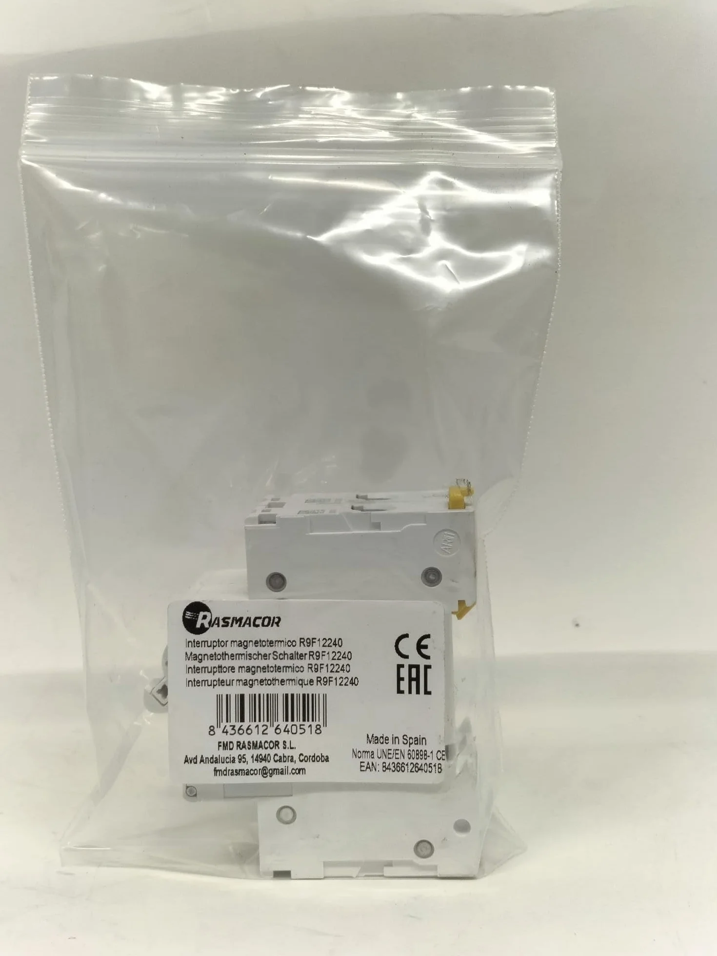 RASMACOR | Interruptor Magnetotérmico Residencial 2P 40A | RESI9 R9F12240 | CURVA C | Frecuencia 50/60HZ | Norma UNE/EN 60898-1 CE | 40 Amperes