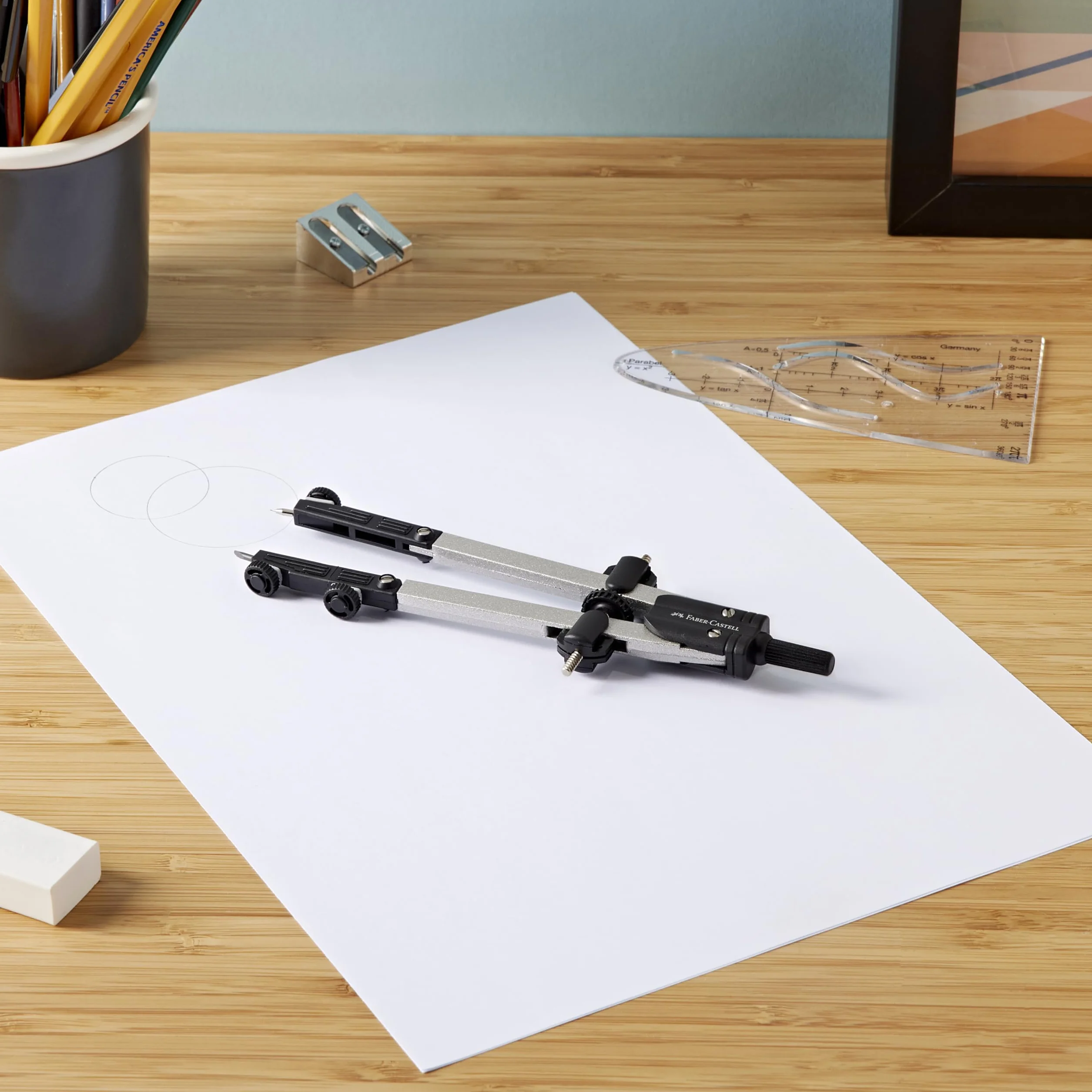 Faber-Castell Compás de Ajuste Rápido con Adaptador Universal y Alargadera