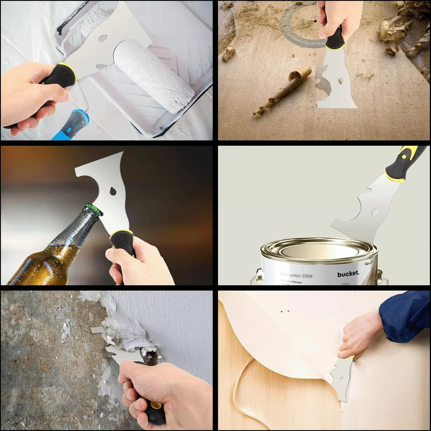 Juego de 10 cuchillos de masilla de acero inoxidable, espátulas de pintor y cuchillo de masilla para placas de yeso, reparación de paredes, juntas, bricolaje, cuchillo de masilla con mango ergonómico