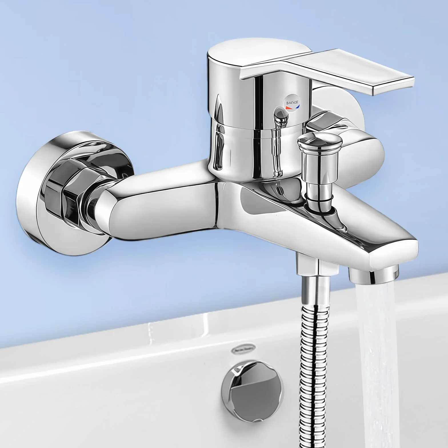 Grifo de Bañera y Ducha Mezclador Latón Monomando Montaje Pared 1/2" Salida Inferior Cromo