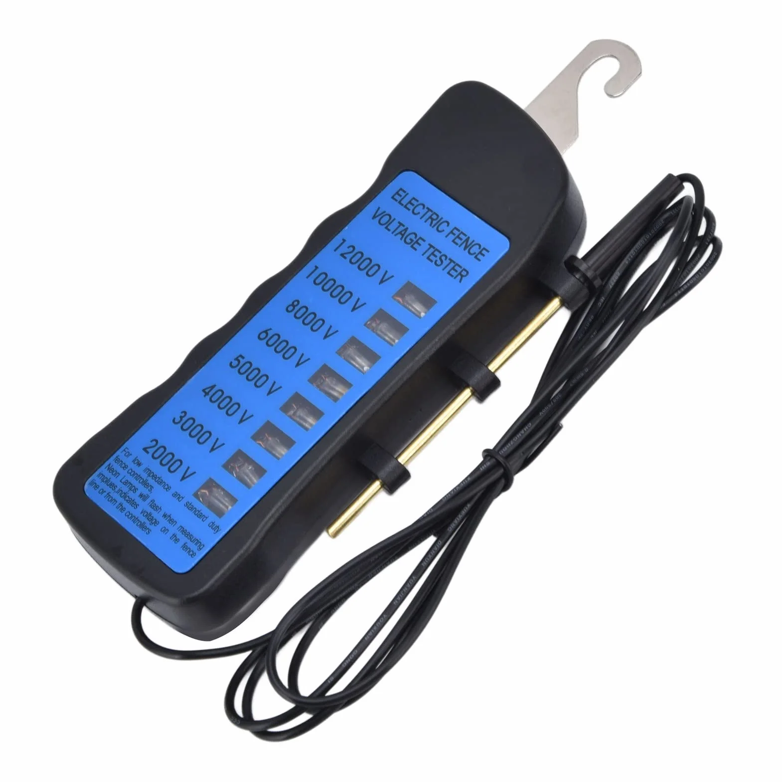 Nikou Probador de voltaje para cercas eléctricas, probador de cercas de neón de 12 kV, probador de cercas de 2000 a 12 000 V, con 8 luces indicadoras de neón, resistente al agua para granjas de jardín