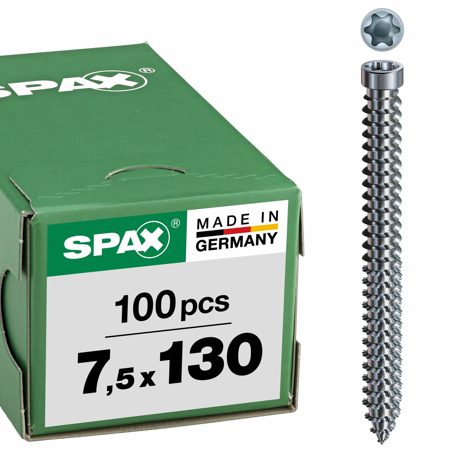 Spax TX30 - Tornillos para marcos de ventana (cabeza cilíndrica, 7,5 x 130 mm, 100 unidades)