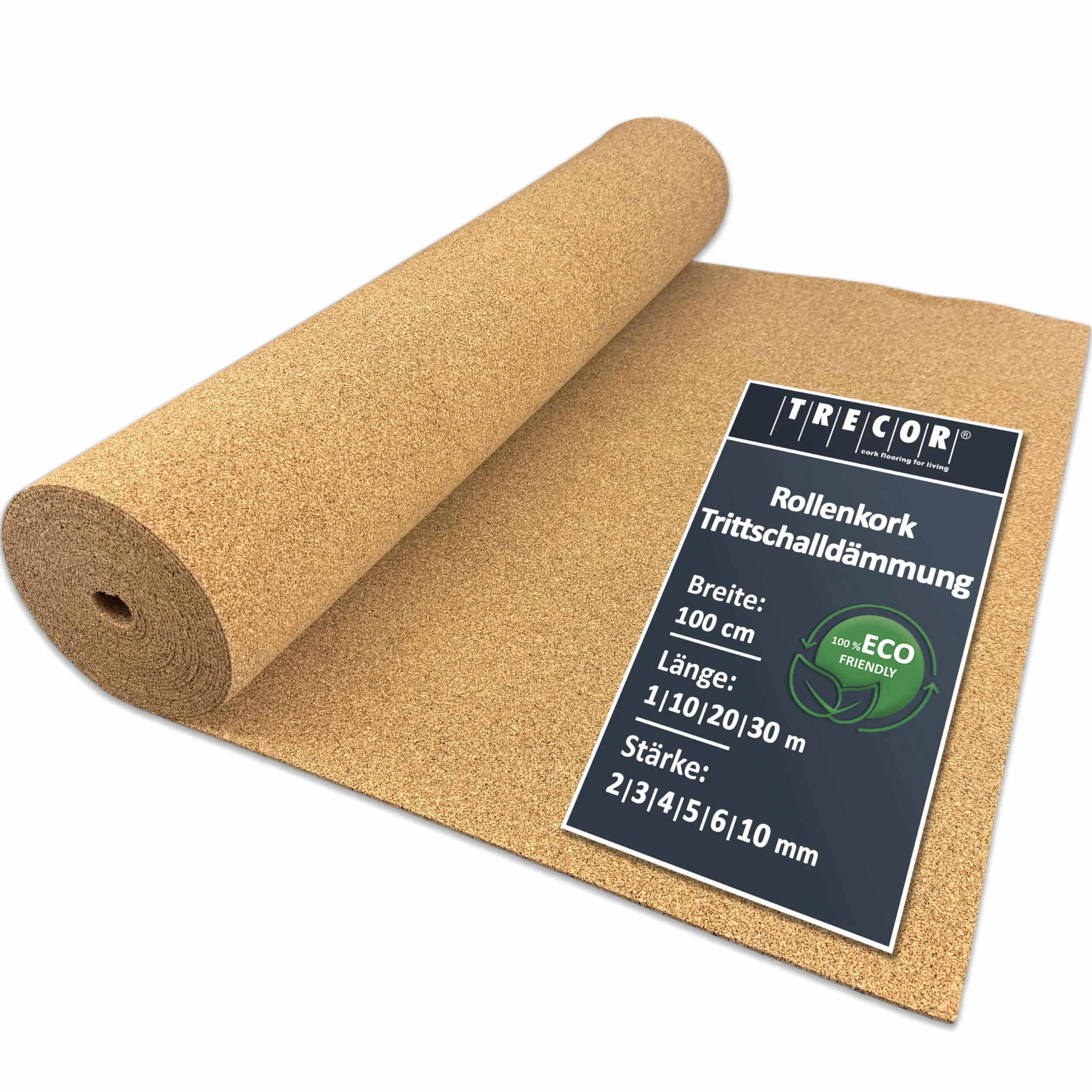 Base de corcho TRECOR aislante del ruido de impacto - 2 mm de espesor - Para suelos laminados y de parquet - Compra (20 m²)