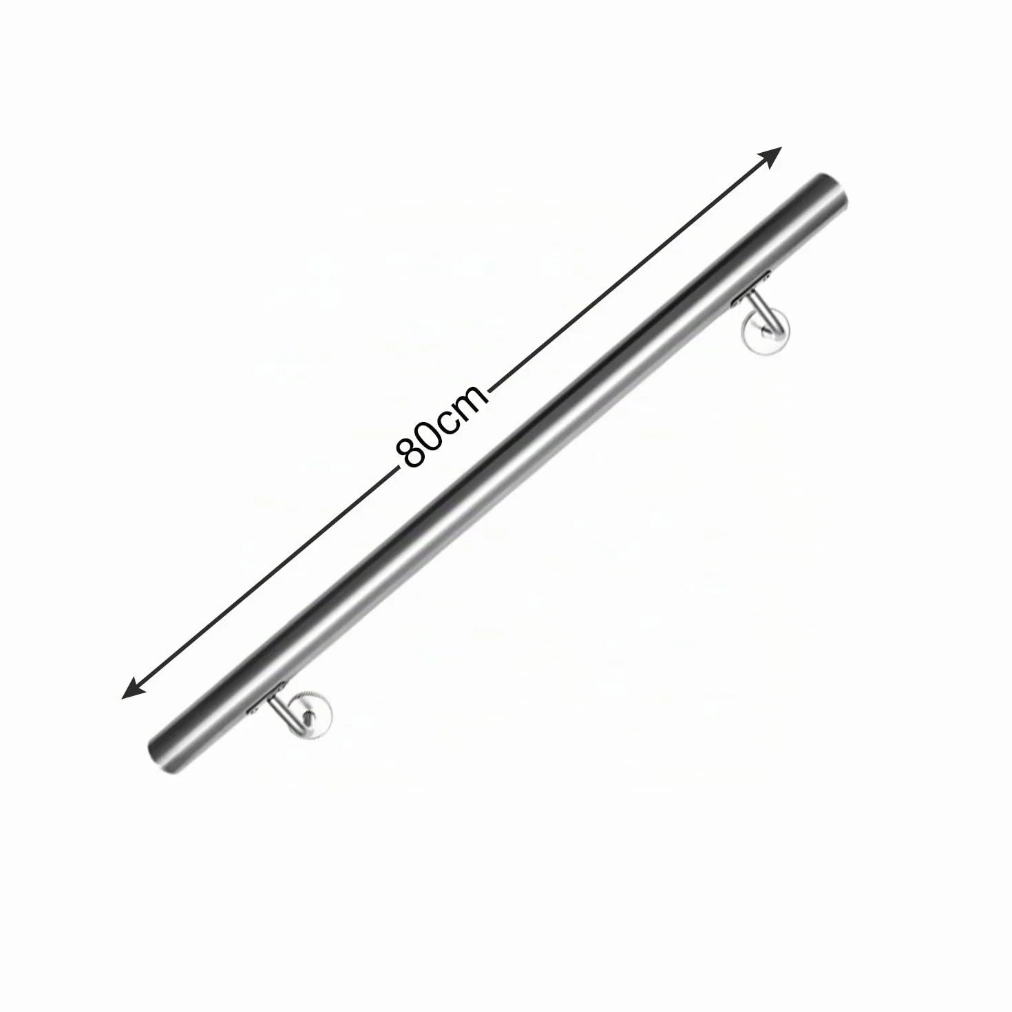 Pasamanos de acero inoxidable, pasamanos antideslizante, 80 cm, pasamanos de pared para exterior e interior con soportes de pared, material de montaje