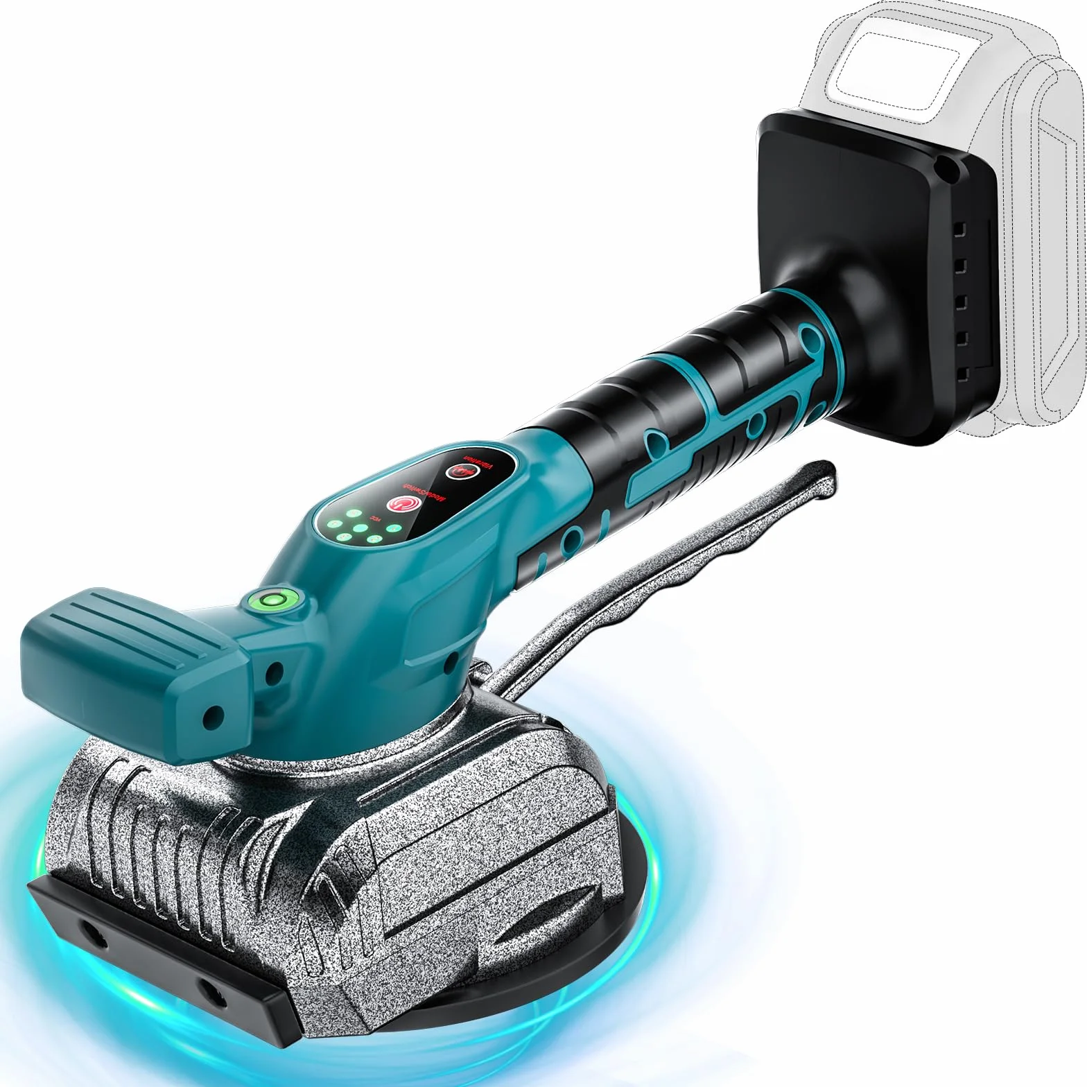 Herramienta de vibración de azulejos compatible con batería Makita de 21 V, máquina de nivelación de vibración de azulejos inalámbrica con pantalla digital de 8 velocidades para pared de azulejos de