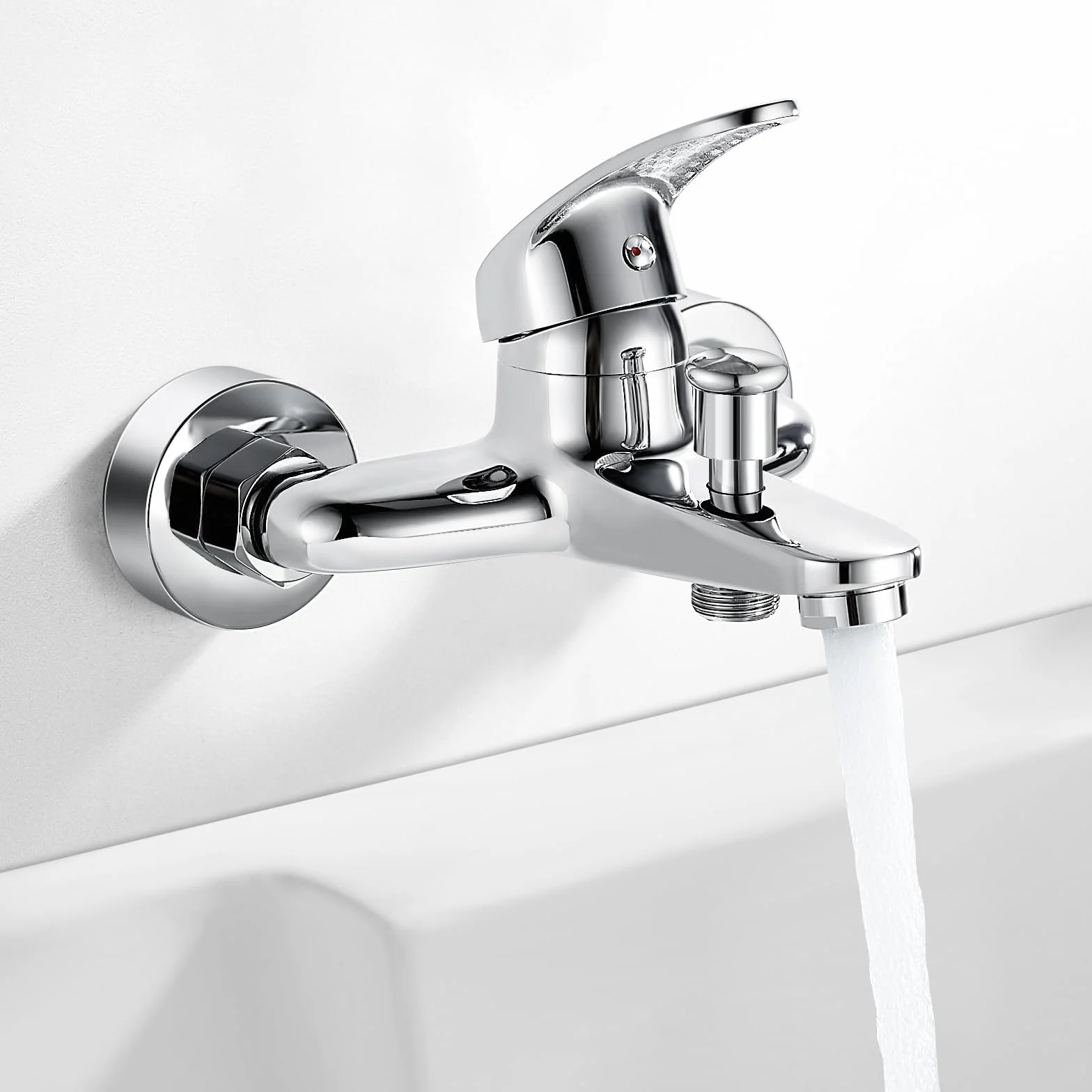 Grifo Monomando de Bañera y ducha, Grifo para Bañera Montaje en Pared, Grifo Ducha de Baño, Cromado