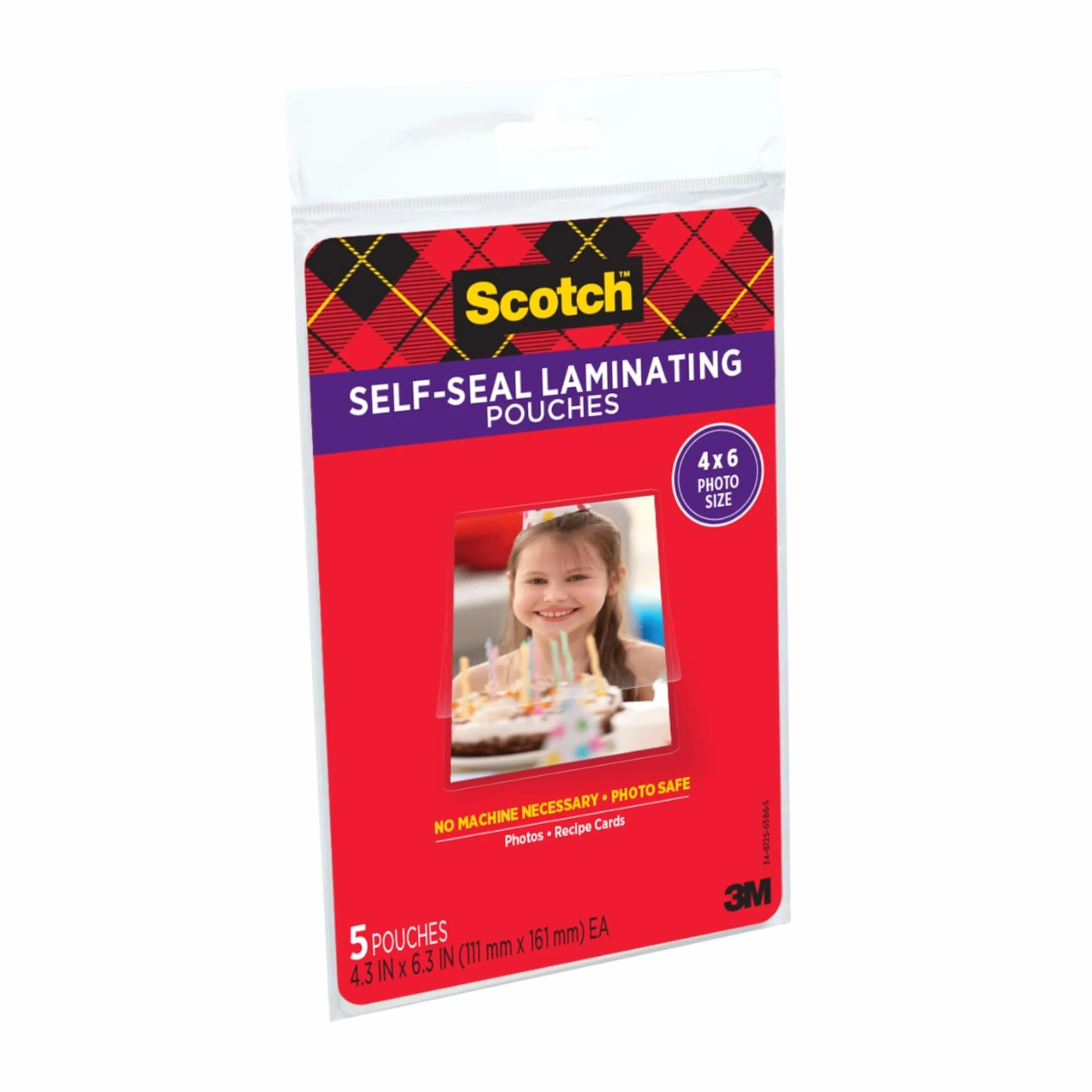 Scotch Bolsas de plastificado autosellantes acabado brillante 4x6 pulgadas PL900G
