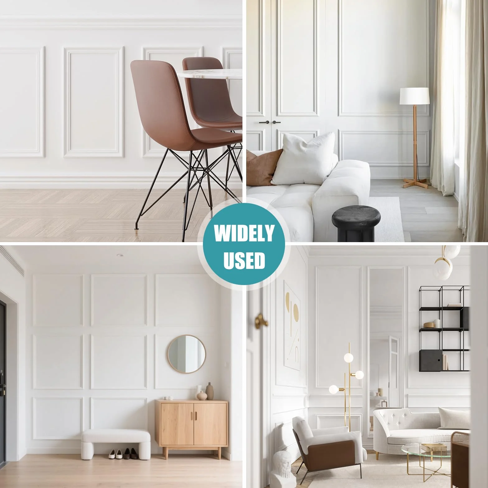 Molduras de pared autoadhesivas flexibles para techo decoración DIY (blanco, 22mm x 6m)