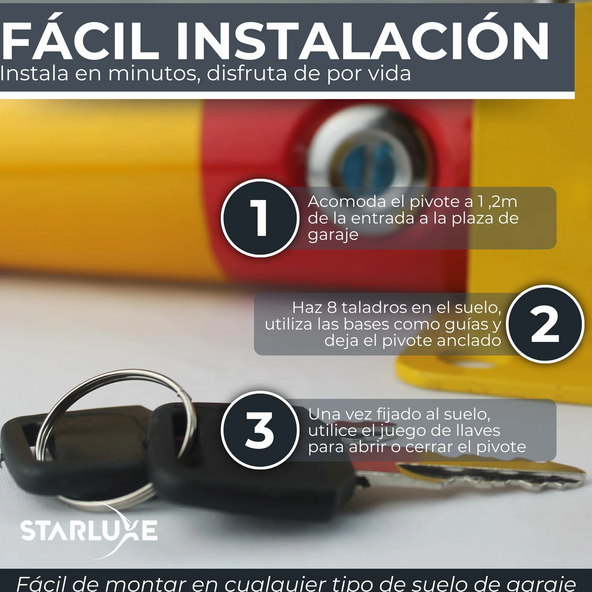 Cepos Parking - Barrera Parking con 2 Juegos de Llaves - Cepo Parking de Color Rojo y Amarillo - Cepo para Parking Interior y Exterior - Barrera Plaza Parking y Plaza Garaje