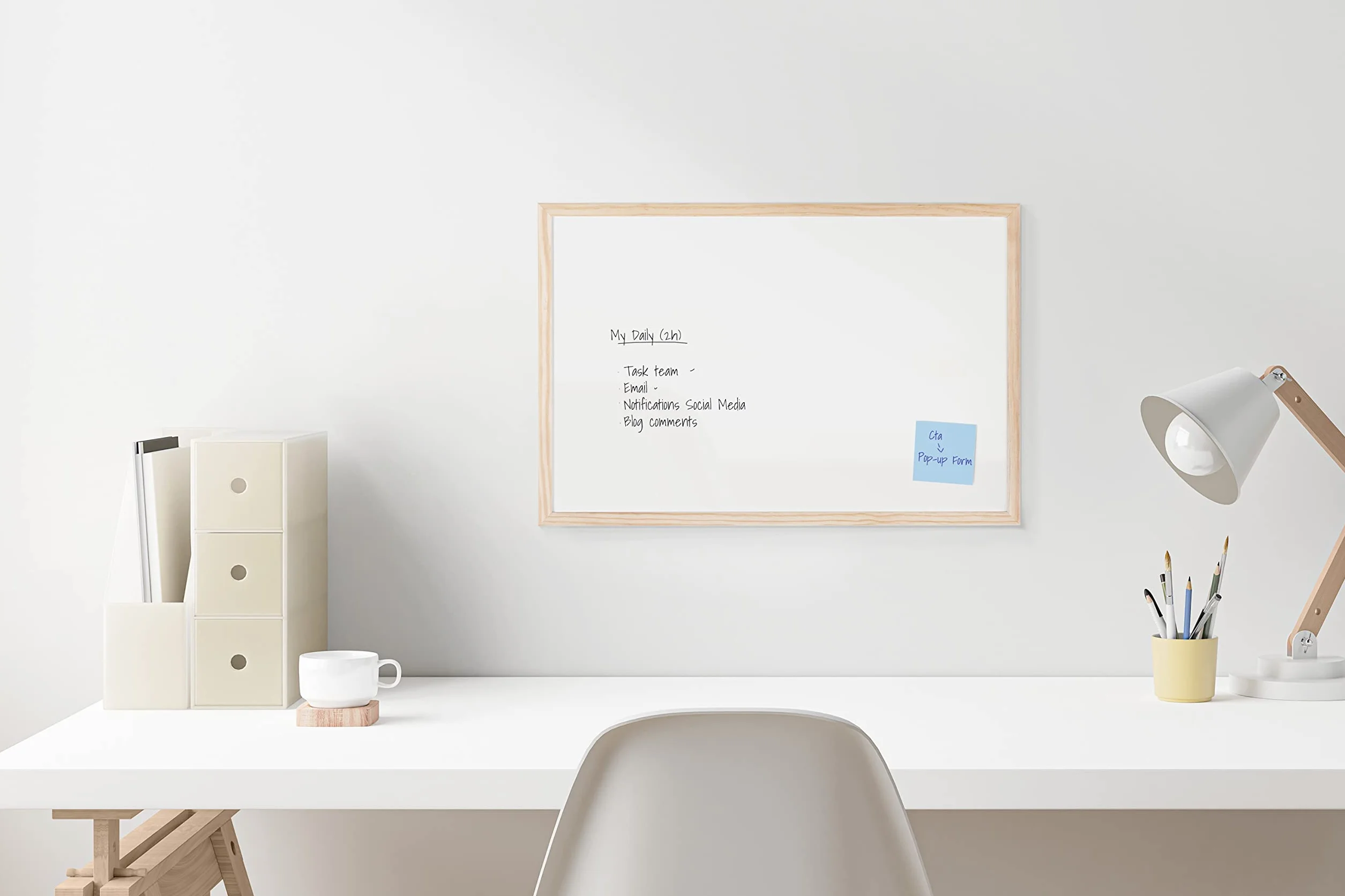 Bi-Office Pizarra blanca marco madera 60 x 40 cm no magnética