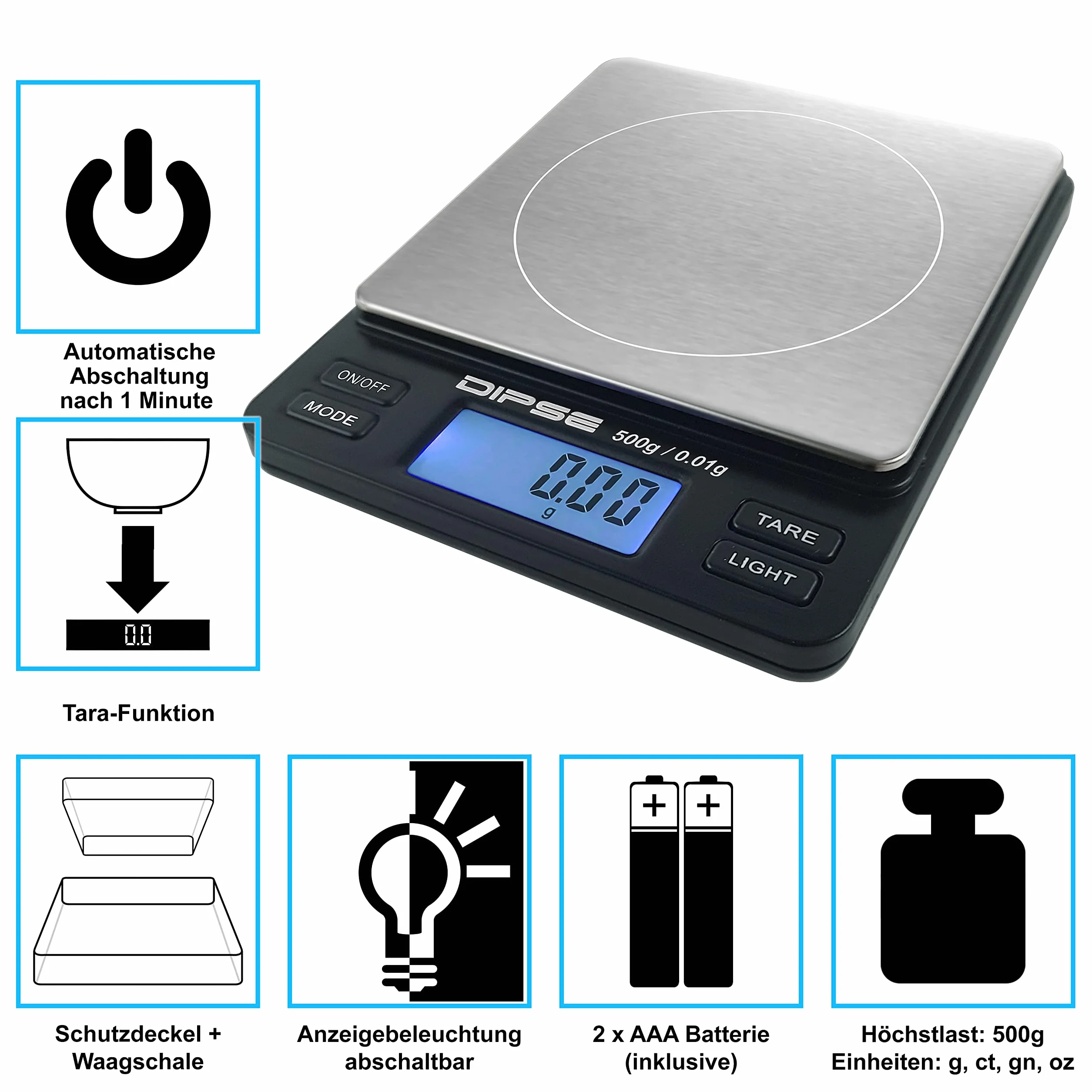 Digital Scales TP Series 500 g x 0.01 g High-Precision Pocket Scale Gold Scale