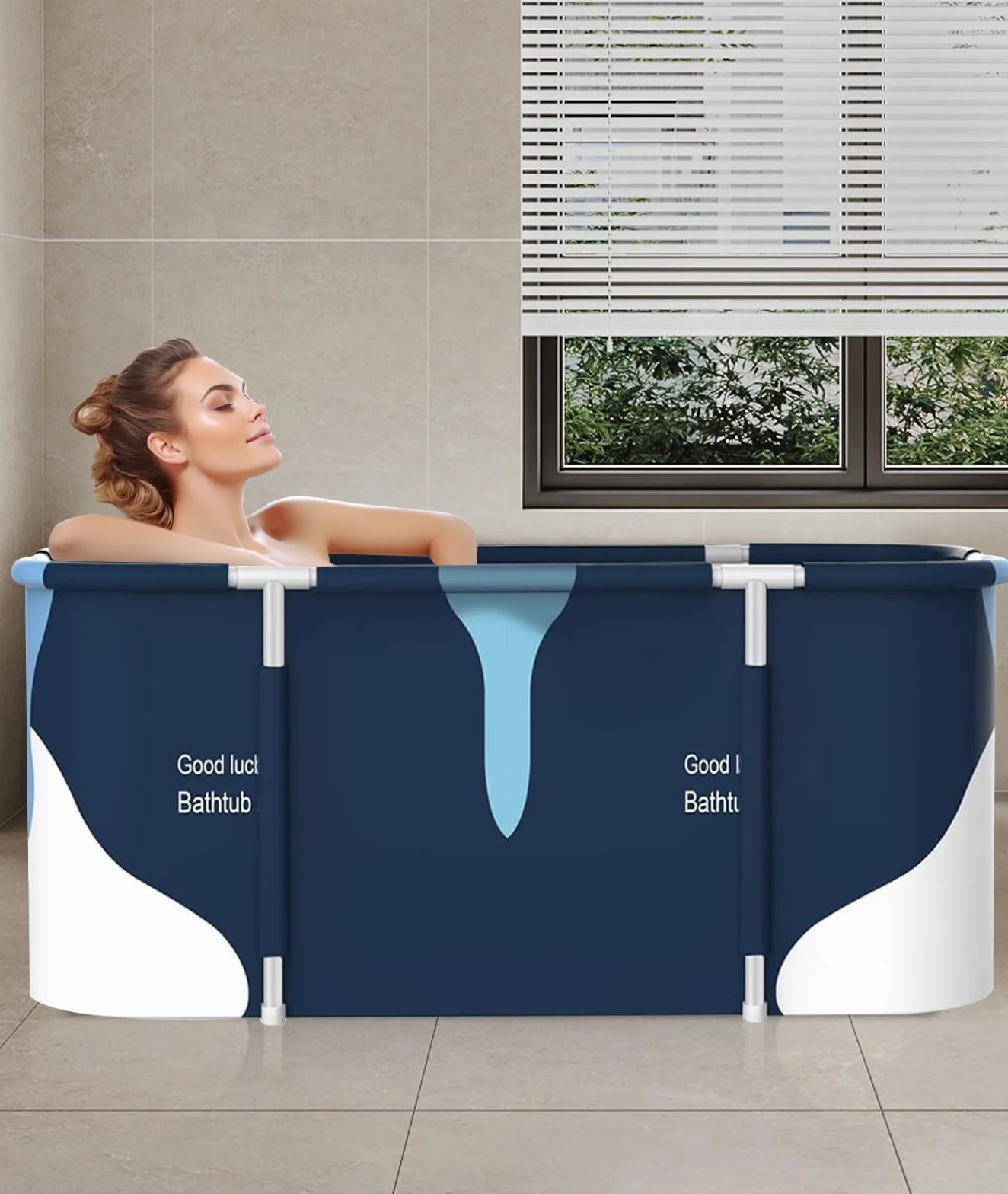 Bañera Plegable para Adultos, 120 x 55 cm - Experiencia de Baño Portátil, Instalación Sencilla, Eco-amigable, Ideal para Spa en el Hogar【Varilla de soporte de plástico】