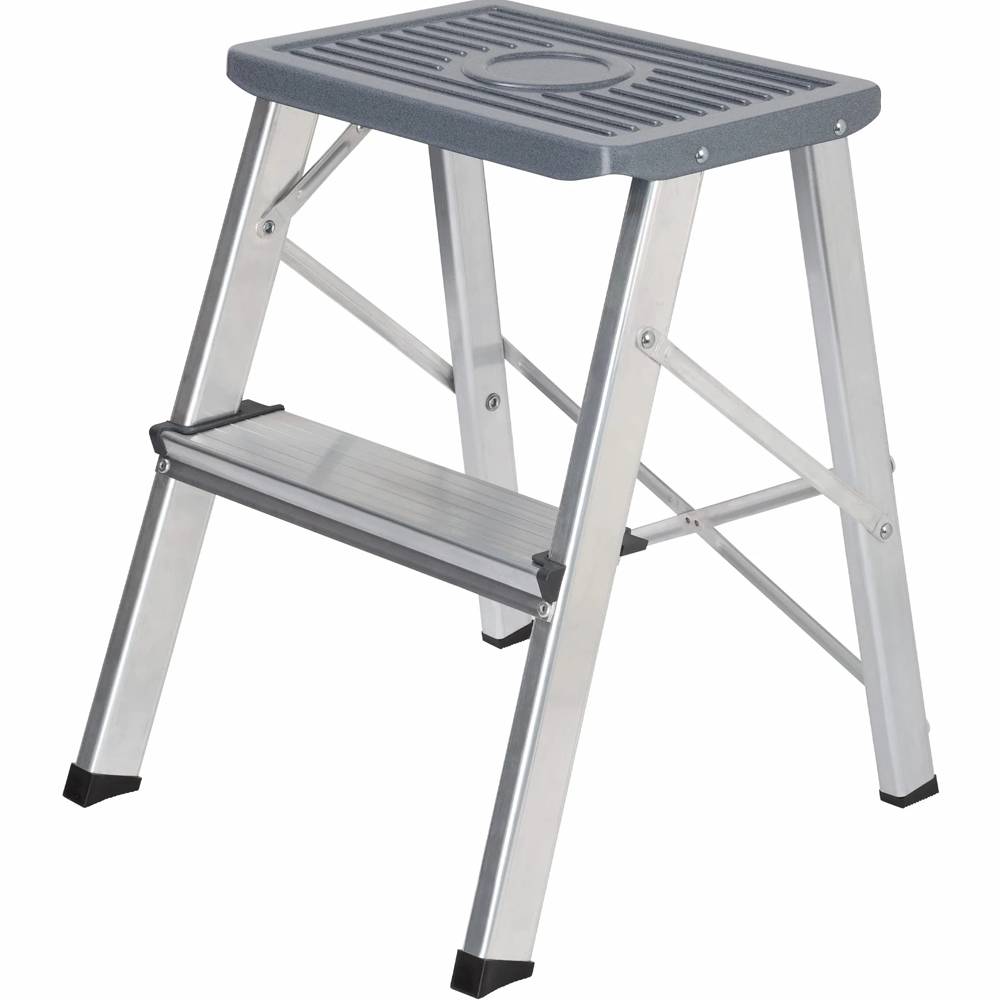packer PRO Escaleras Plegables Aluminio de Tijera Super Resistente hasta 150Kg, Acero y Aluminio Antideslizantes, Altura de Trabajo hasta 245cm, 2 Peldaños