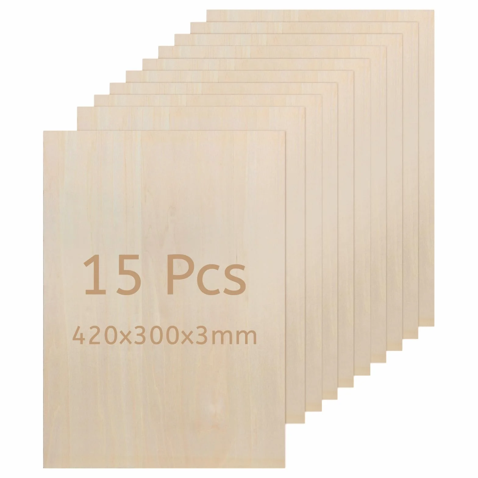 DBREAKS 15PCS Madera Contrachapada de Tilo 3mm, 420x300x3mm Tableros de Madera, Tablero de Madera a Medida, Contrachapado Maderas para Bricolaje