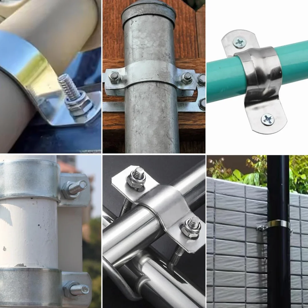 20 Piezas Mordazas Para Tuberías, Abrazaderas Para Cables 2 Agujeros Pared, Sujeta Alambres Red Eléctrica, Diámetro Interno 10 Mm Color Plata