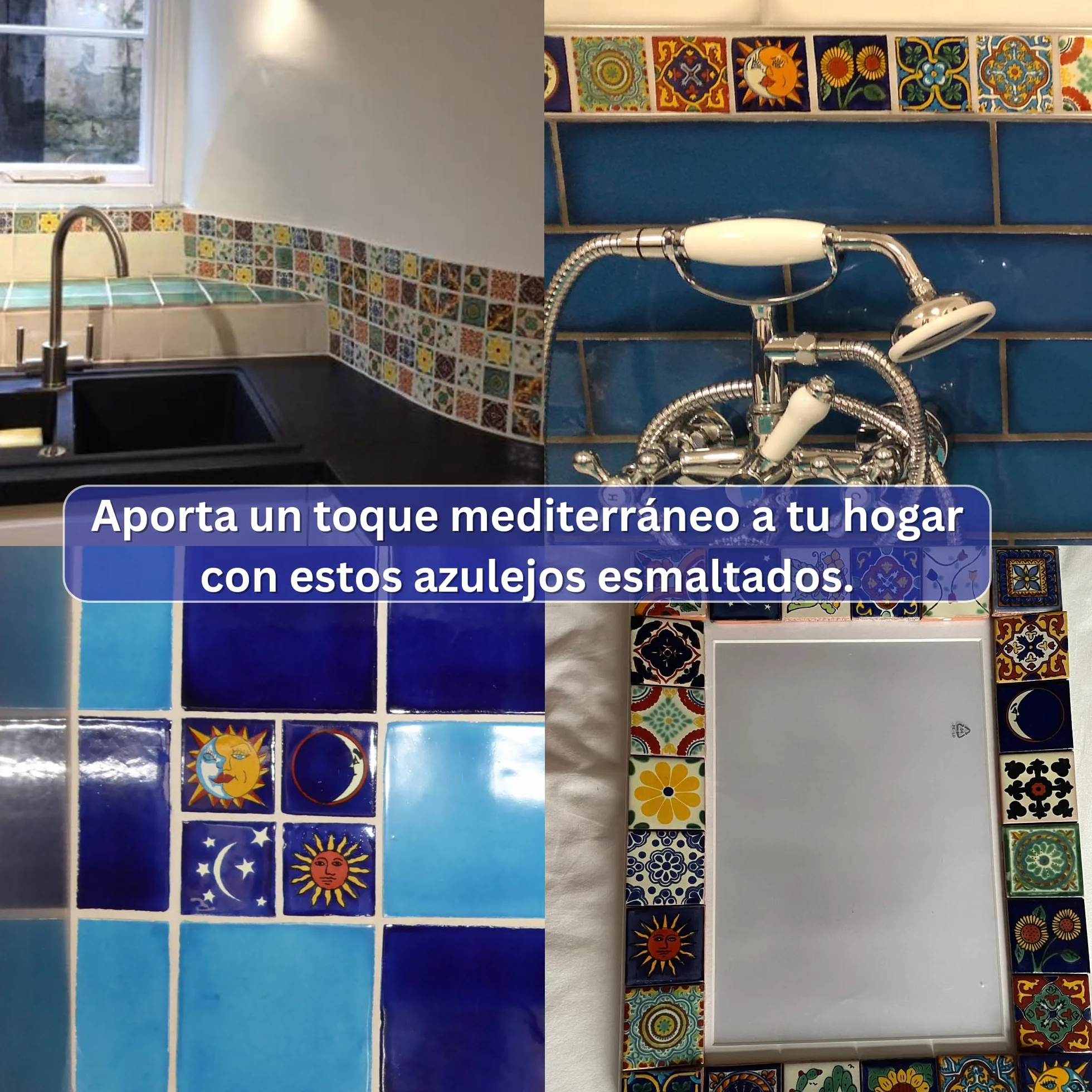 Tumia LAC - Azulejos Talavera Mexicanos Artesanales Estilo Bella - Ceramica para Manualidades y Salpicadero Cocina Bano - Azulejo individual