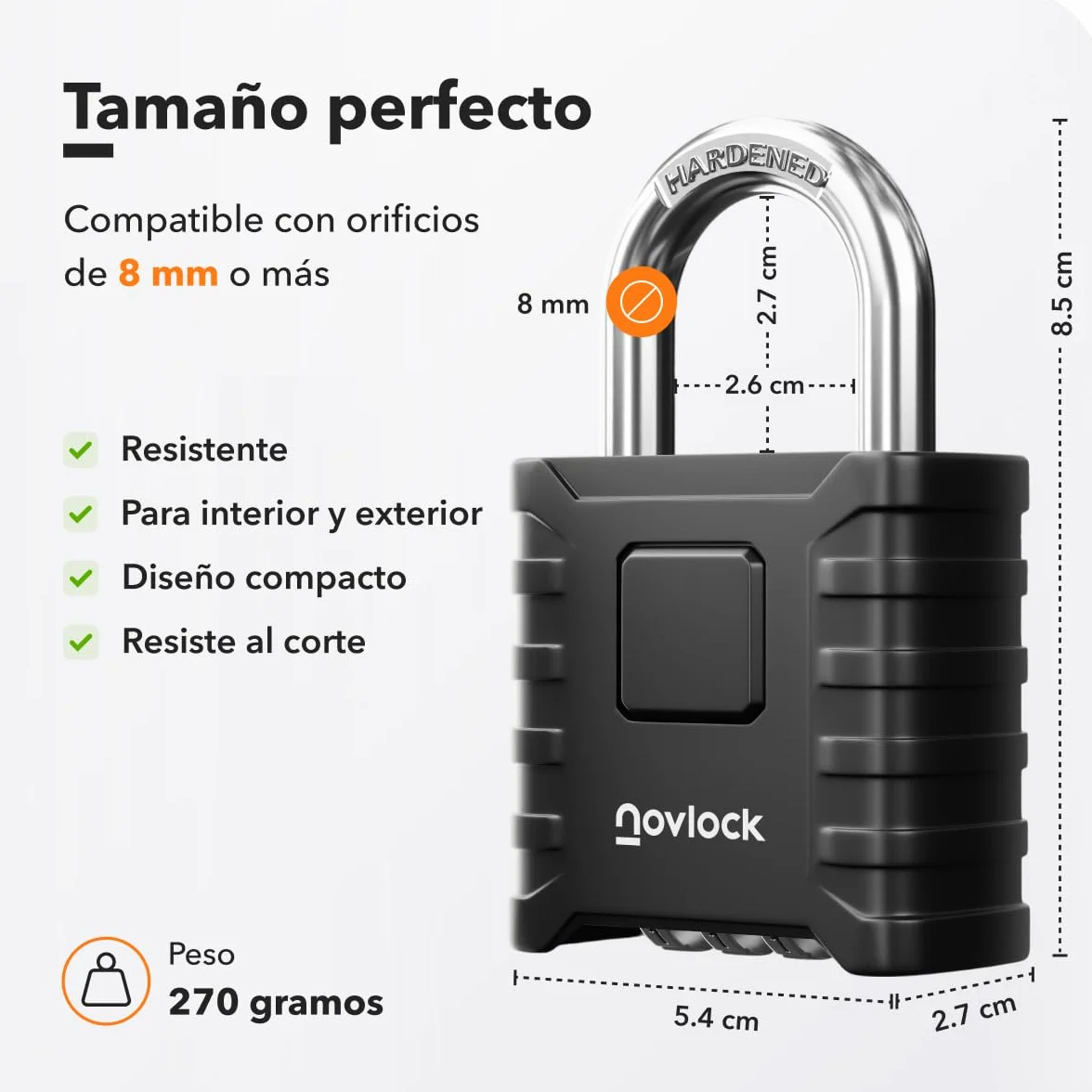 Candados de combinación – resistentes a la intemperie, grande y robustos – para exteriores : portones, vallas, cobertizos, garajes, trasteror, puertas, armoires, taquillas – pack de 1, negro