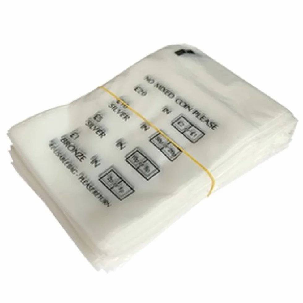 Bolsas de dinero de plástico transparente 140mm x 90mm para bancos y tiendas (25)