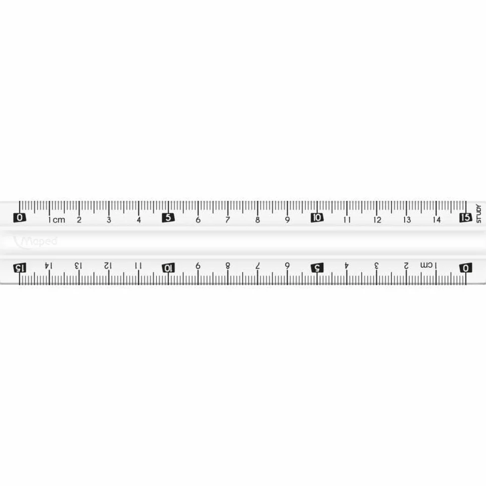 Maped Regla Plana 15 cm Transparente Doble Graduación Grabada