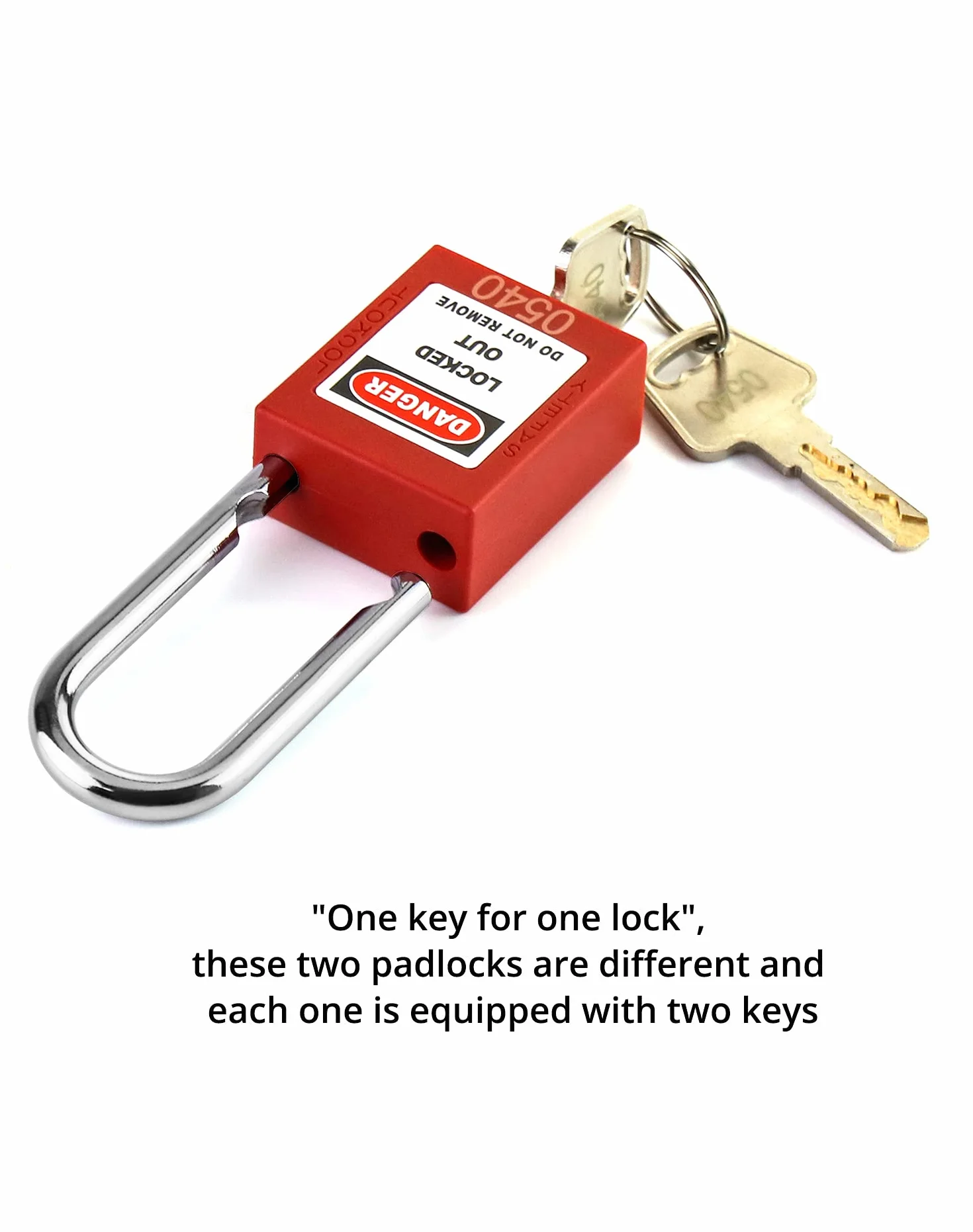 QWORK® Candado de seguridad rojo para bloqueo y etiquetado, 10 paquetes candados con 20 Clave, 38mm Steel Shackle