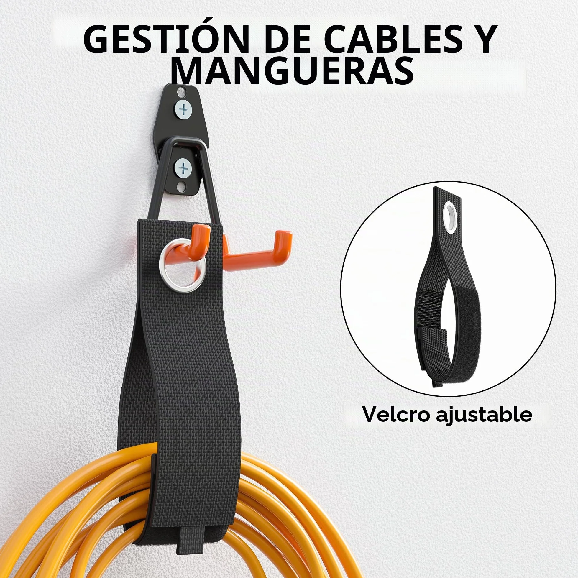 BONTEC Ganchos De Garaje Pesados, Set 18 Ganchos Antideslizantes, Acero Reforzado, Carga 502 KG, U y S Soporte Bicicleta, Organizador Herramientas, Colgador Pared Multiusos, Naranja
