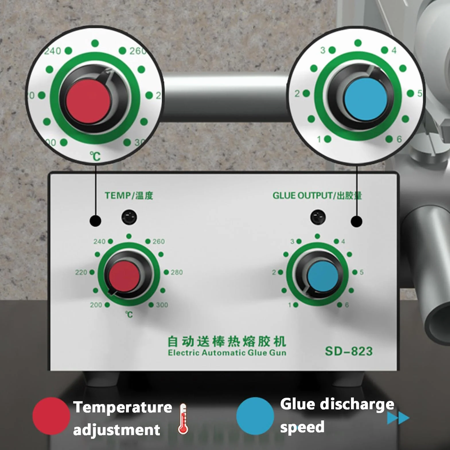 Máquina Automática De Goteo De Pegamento Termofusible, Máquina Dispensadora De Embalaje, Diámetro De Salida De Pegamento 4 Mm, Temperatura 170-250 ℃, Para Operaciones De Línea De Montaje Y Embalaje