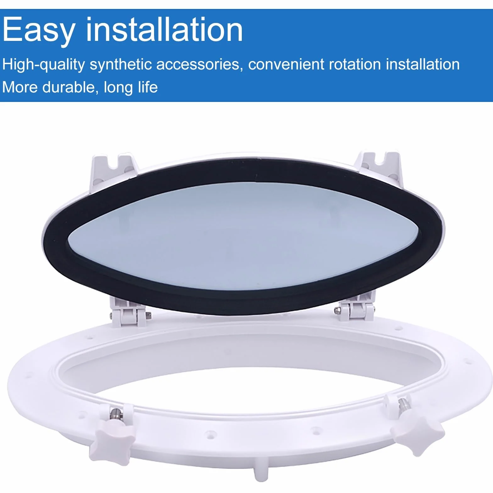 Redondo Vaso Ventana del Cobertizo, Ventana De Ventilación Empotrada, Ventanas Vidrio Templado Aislamiento Y Ventilación Abatibles,para baño, granero, garaje(Black,26cm/10.3in)