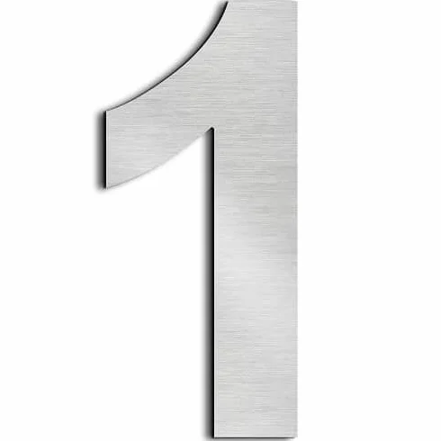 CABLEPELADO - Numero 1 de Metal adhesivo | Acero Inoxidable | Uso en Exterior e Interior | Apto para Paredes, Fachadas, Portales o Puertas | 7.5 cm de altura