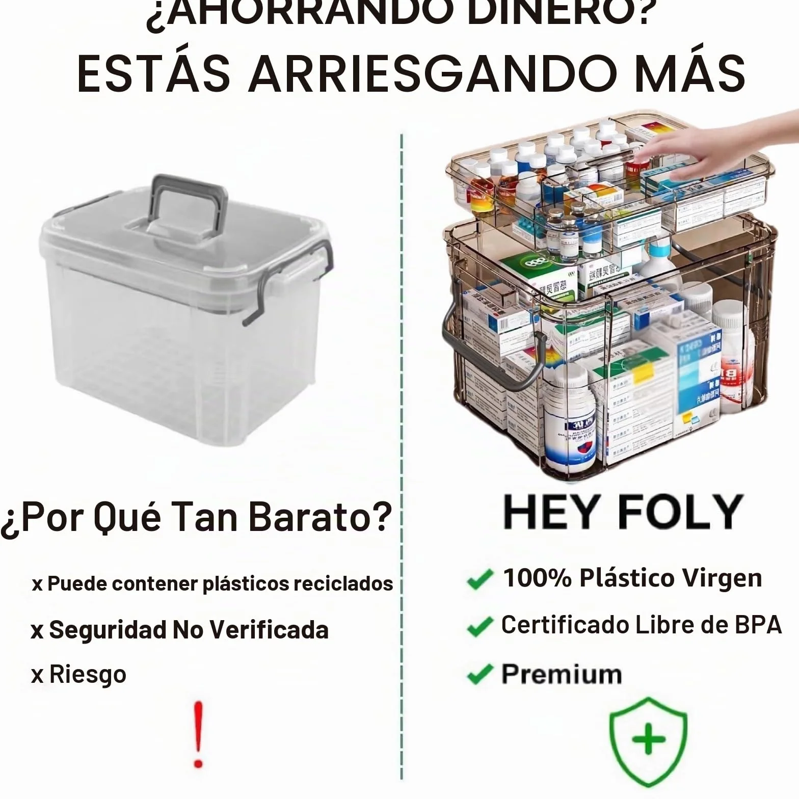 Organizador de medicamentos portátil 2 niveles Caja para medicina