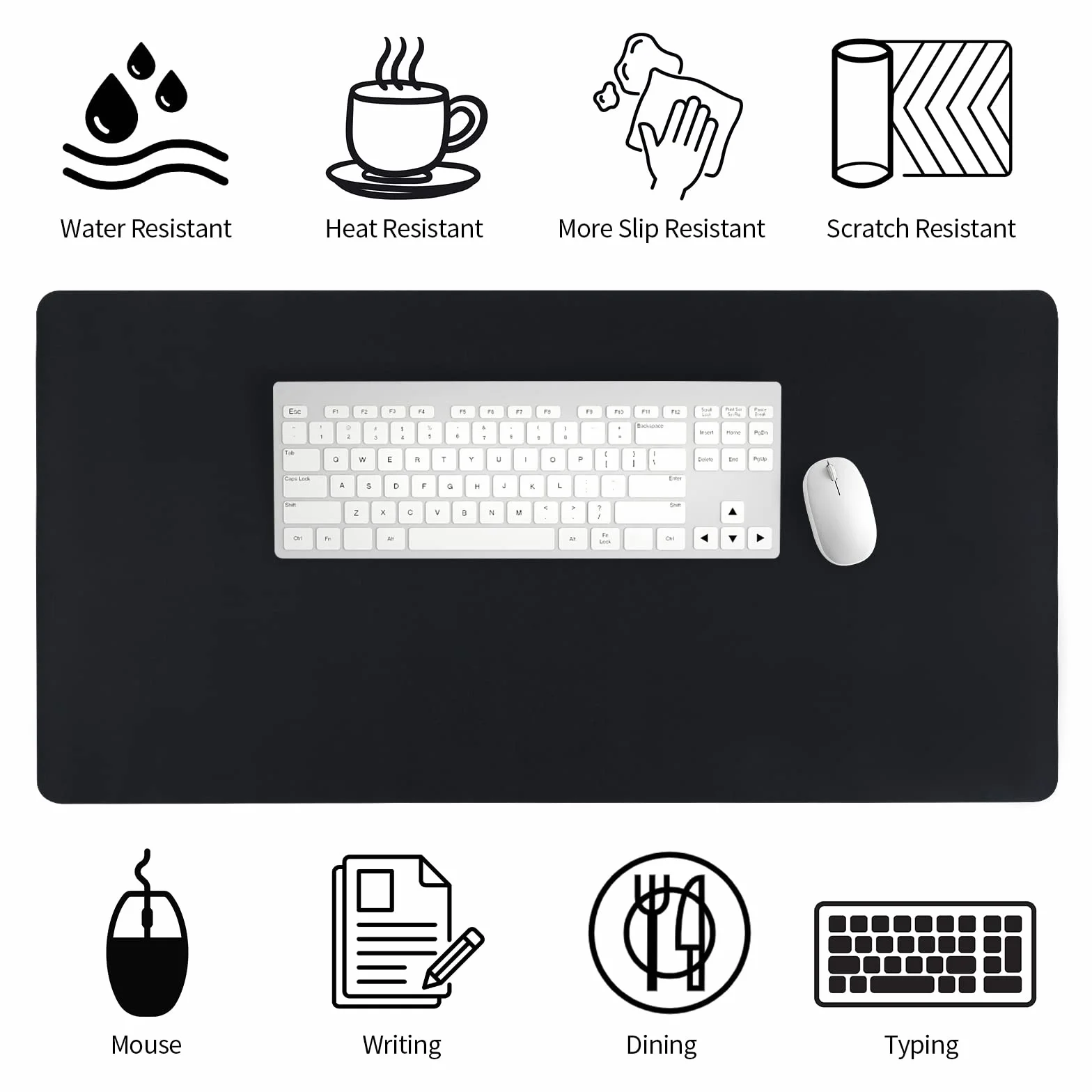 Niviy Alfombrilla Escritorio Negro 80x40cm Tapete Cuero PU Impermeable Antideslizante