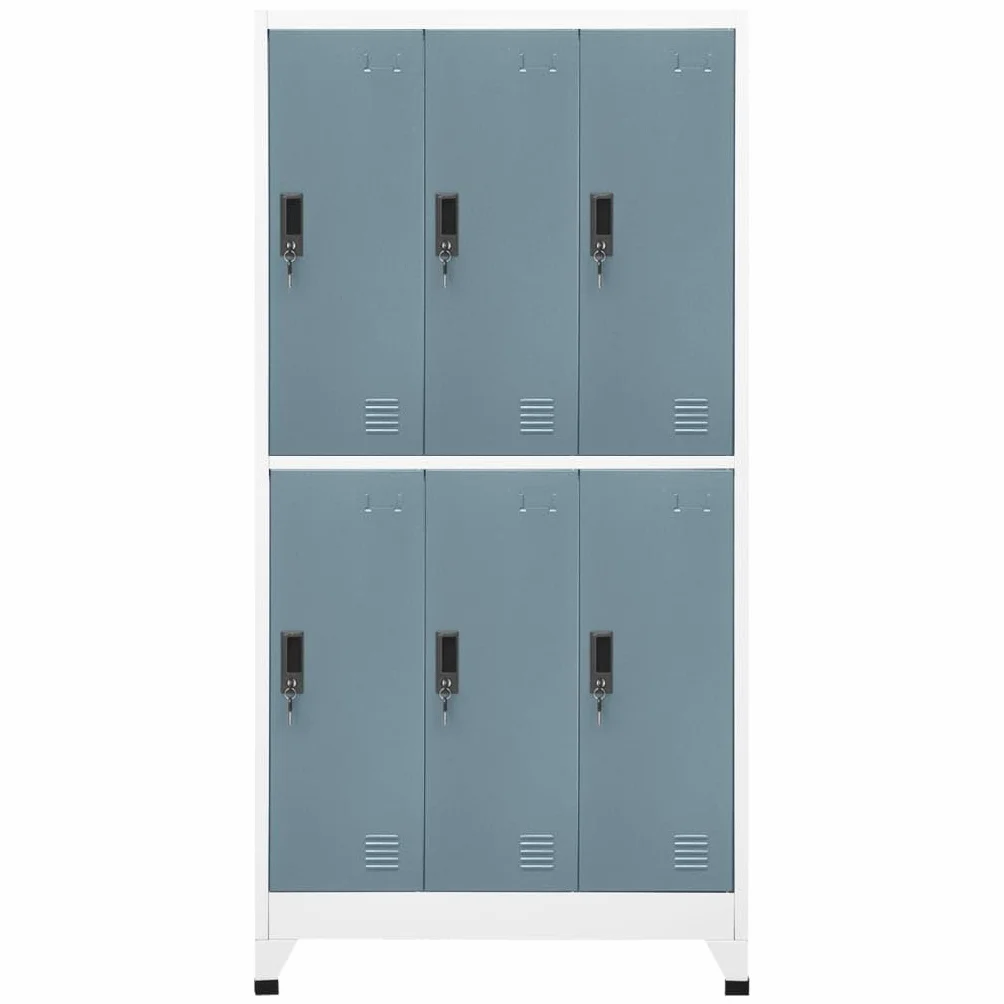 Armario Taquilla de Acero Gris Claro y Gris Oscuro 90x45x180 cm para Escuela Oficina Archivos