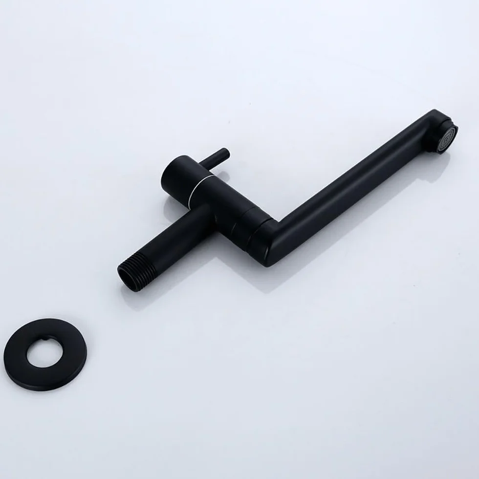 HomeLava Grifo de cocina para montaje en pared, solo agua fría, grifo de pared con caño giratorio 360, largo 18 cm, acero inoxidable negro