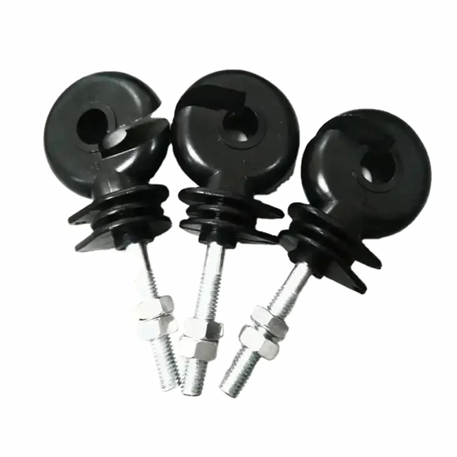 Aisladores de Valla Eléctrica 50 aisladores de Postes de Madera galvanizados y atornillados con Rosca Negra for cercas eléctricas.