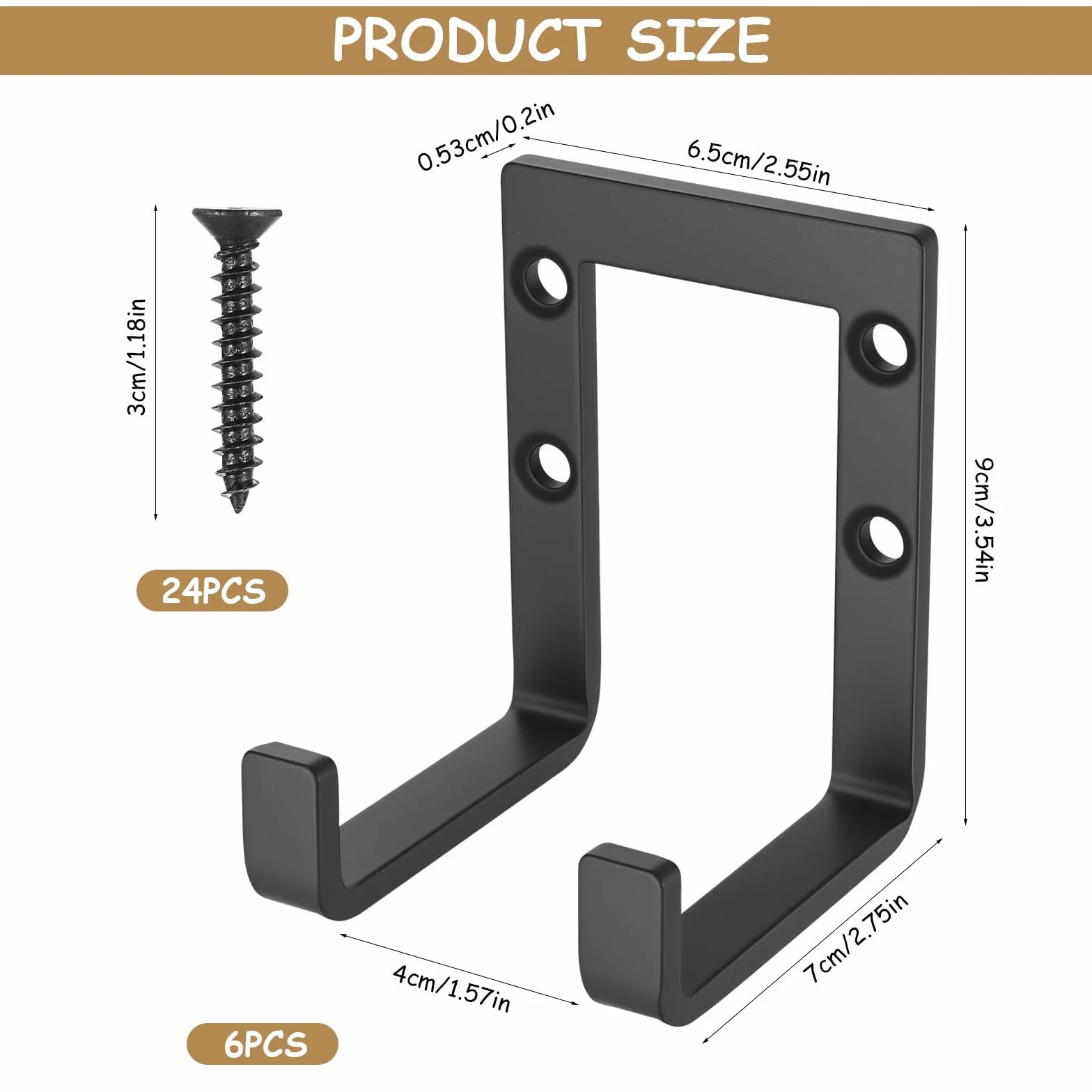McBlast 6 PzsGanchos de Pared Pesados para Garaje, Ganchos Pared Garaje Doble, Colgador Bicicleta Pareds, Soporte Herramientas Pareds, Ganchos para Colgar Bicicletas, Gancho de Escaleras, Negro