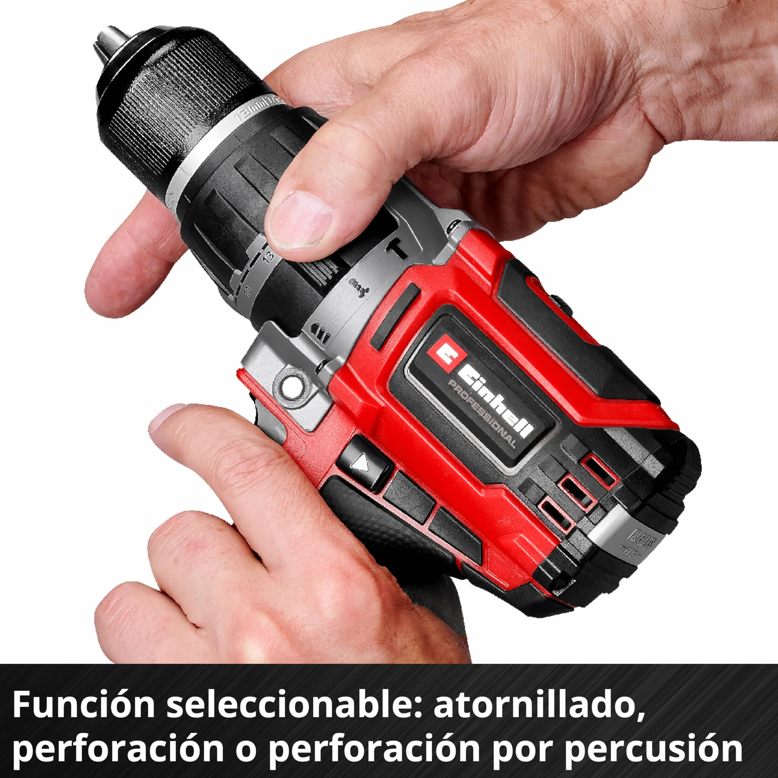 Einhell Professional Taladro percutor con batería TP-CD 18/70 Li-i BL Power X-Change (18 V, sin escobillas, 70 Nm, función de perforación por percusión 2x 2,0 Ah, cargador, E-Case)