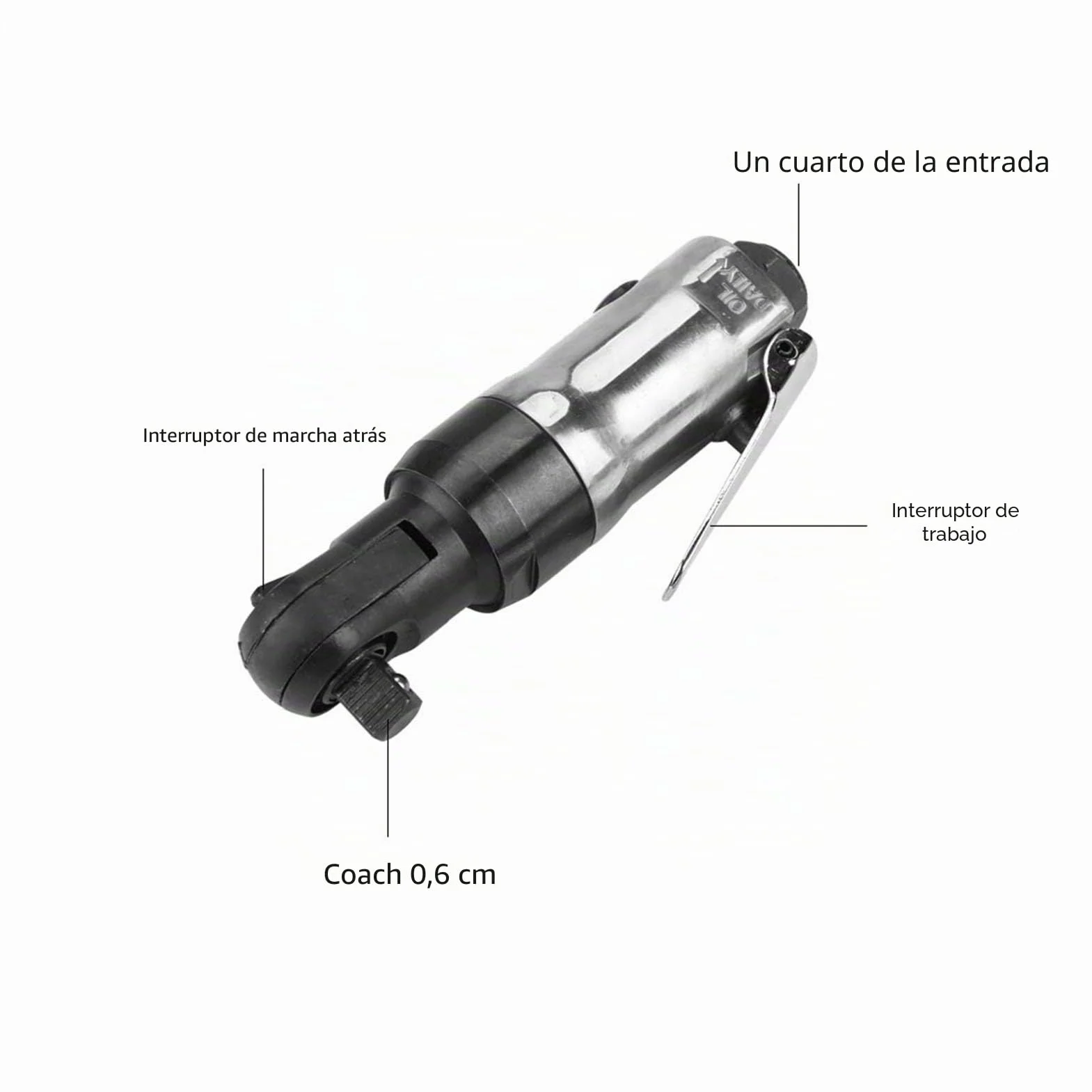 Artillery Llave de Carraca Neumática, Mini Llave de Trinquete Neumática con Accionamiento Cuadrado, Herramienta Profesional para Instalaciones Industriales (1/4")