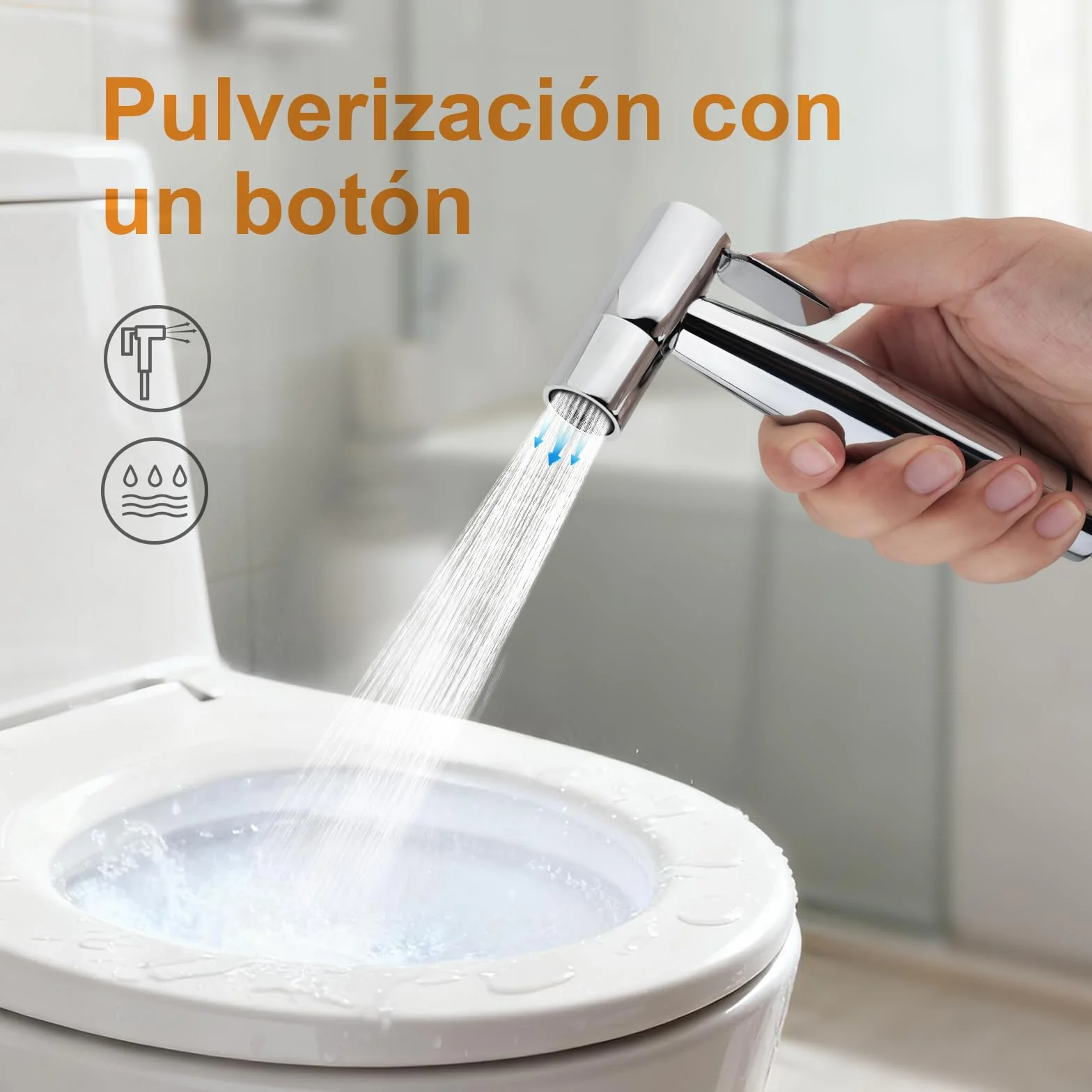 Ibergrif M22004 Grifo Empotrado para WC y Bidé Mezclador Monomando Ducha de Mano Acero Inoxidable 1.2m Plata