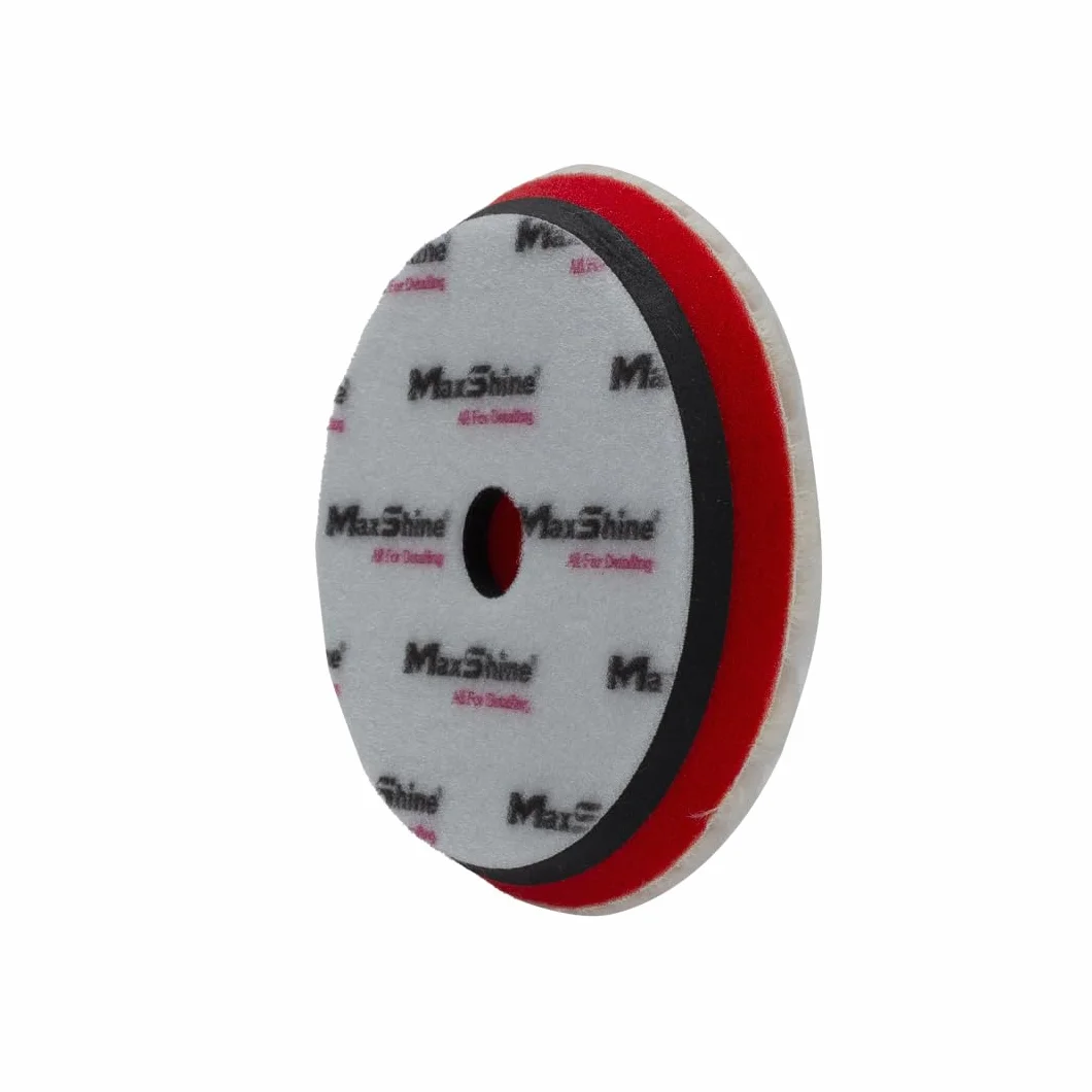 Maxshine Almohadilla de pulido de lana de 5 pulgadas para cortar, profesional, perfecta almohadilla de lana pulidora de doble acción, gancho y bucle, 100% lana natural, elimina agresivamente arañazos