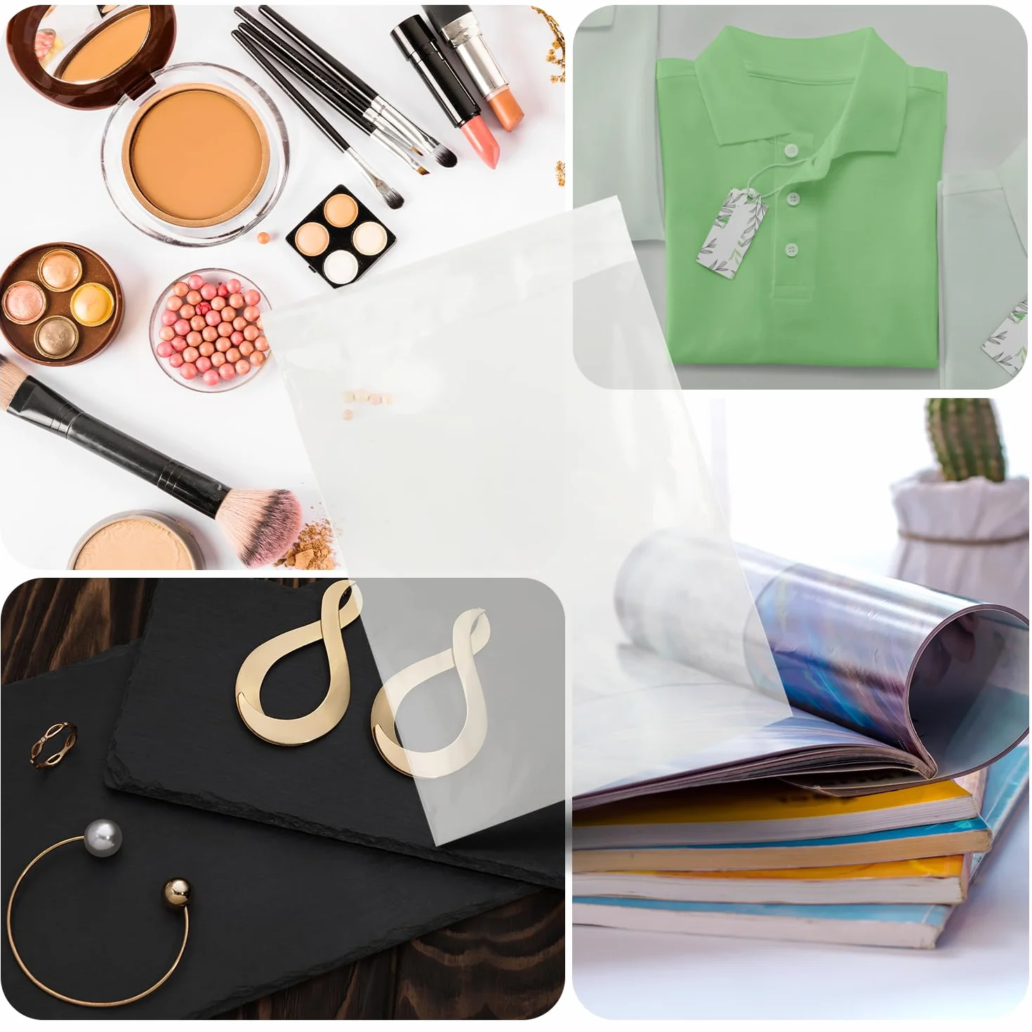 Netuno 500 bolsas transparentes 12,5 x 17 cm solapa de 3 cm con cierre autoadhesivo reutilizables bolsas de plástico PP para dulces regalos joyería golosinas fotos ropa pendientes alimentos libros