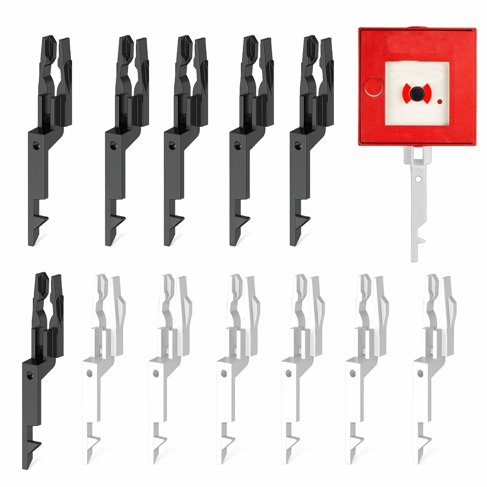 12 Piezas Llamada Punto Prueba Clave, Universal Puntos de Alarma de Emergencia, Fácil de Usar para Todas Las Versiones de Puntos de Llamada, Material Ignífugo (Negro & Blanco)