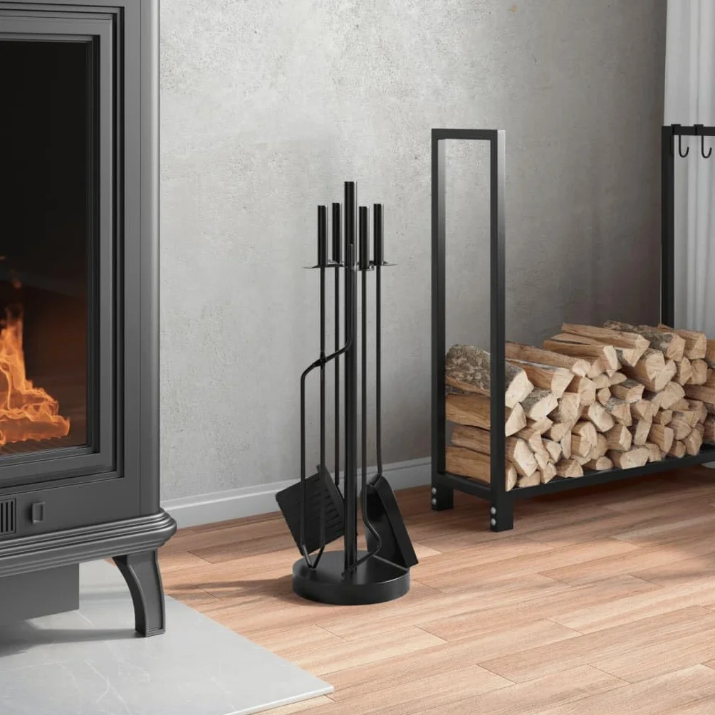 Genérico Juego de Herramientas para Chimenea de 5 Piezas, 18 x 66 cm, Acero,Casa y jardín,Accesorios para hornos de leña y chimeneas,Herramientas para chimeneas-156376
