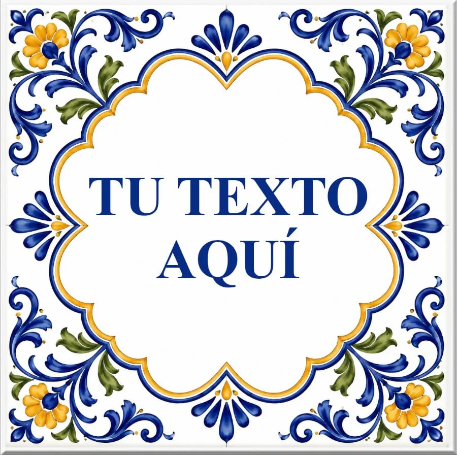 Azulejo de Cerámica Personalizado, 15 x 15 cm, 4 Modelos Disponibles, Estilo Decorativo con Texto