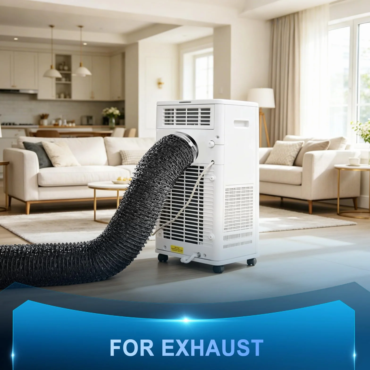Hon&Guan Tubo de salida de 150 mm de diámetro, tubo de aluminio de PVC de 3 m con 2 abrazaderas para aire acondicionado móvil, secadora, ventilador de extracción, campana extractora, sistema de