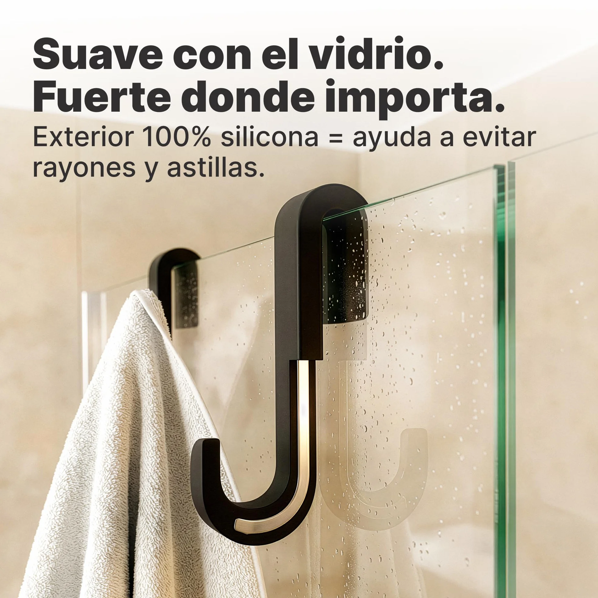Minismus Ganchos Mampara Ducha, Ganchos de Silicona para Toallas y Albornoces para Mampara de Ducha de Cristal sin Marco, Colgador Toalla Baño Pack de 2