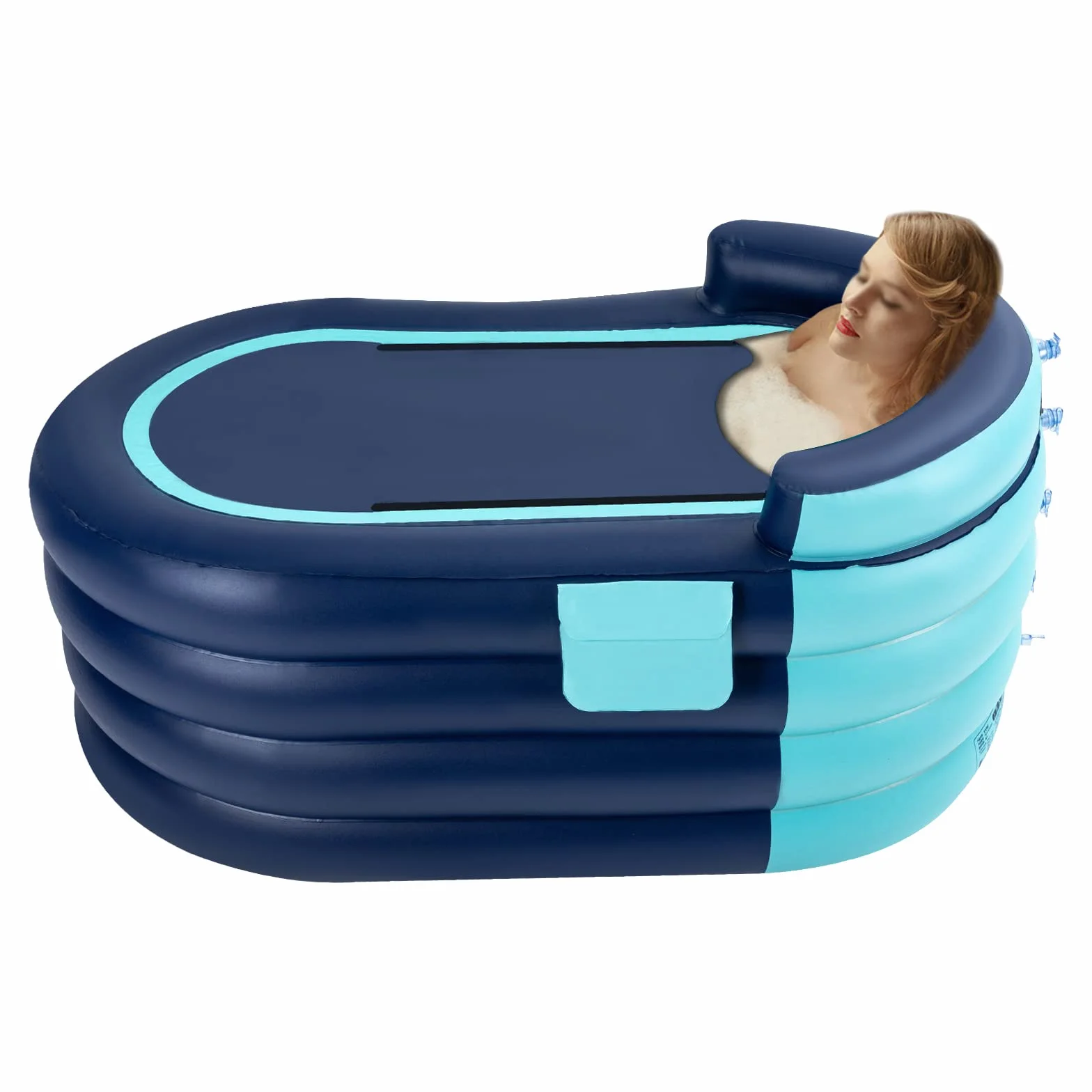 Bañera portátil hinchable para adultos, con respaldo para baño, ducha y balcón, hasta 100 kg, 84 x 140 x 74 cm